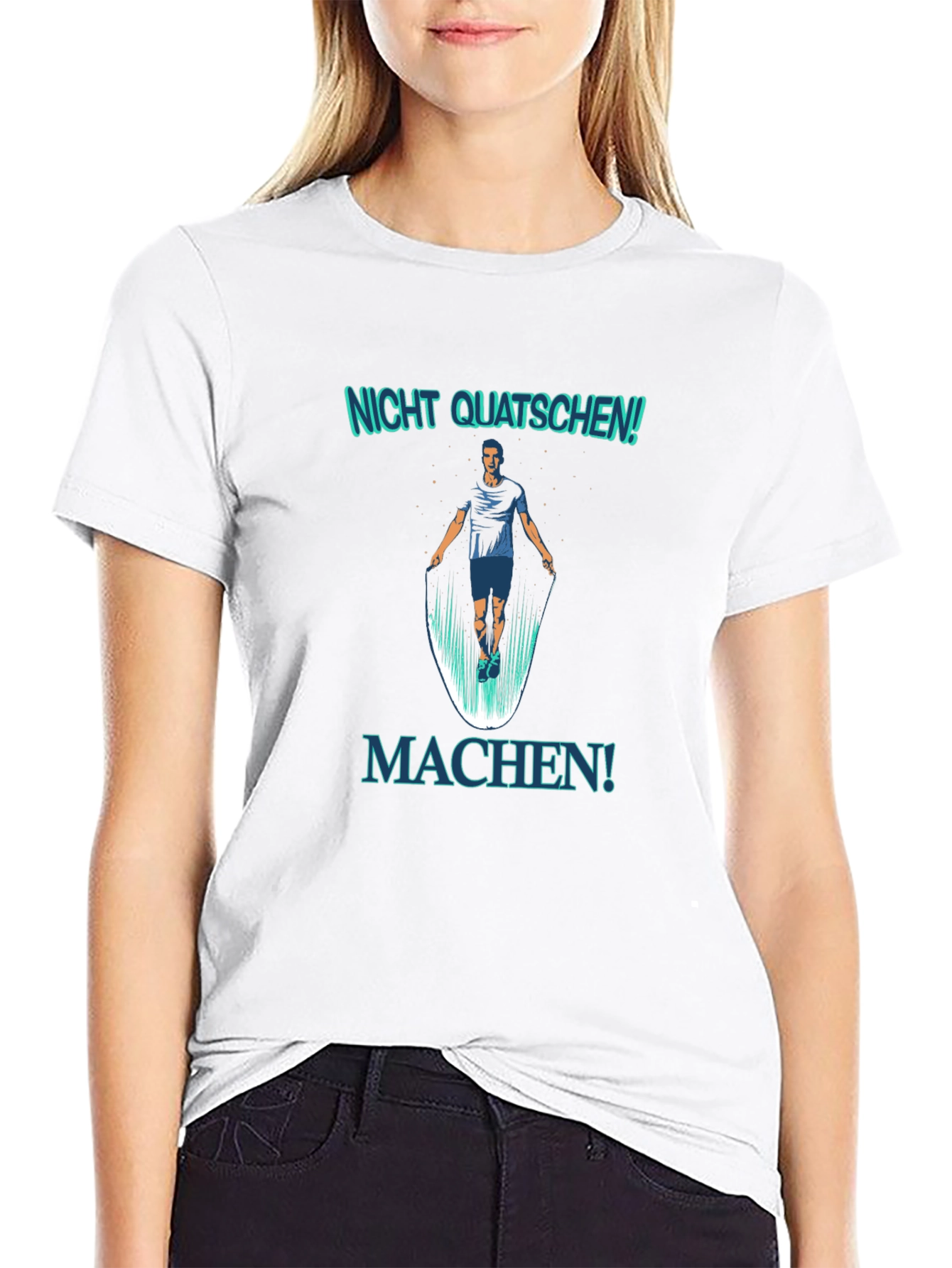 Black Nicht Quatschen! Machen! Fitness T-Shirt view 9