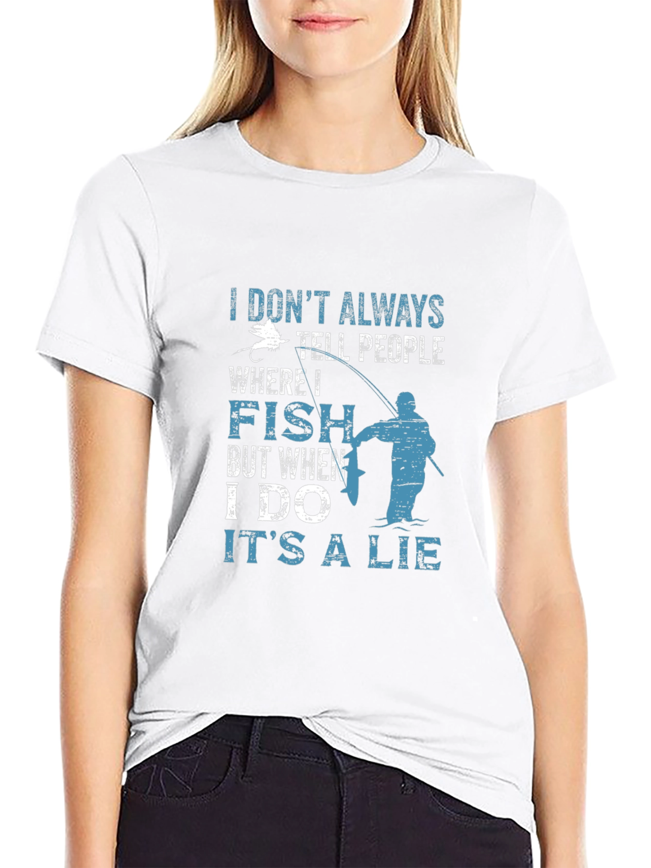 Black Funny Fishing T-Shirt - I Don't Always Tell People Where I Fish view 9