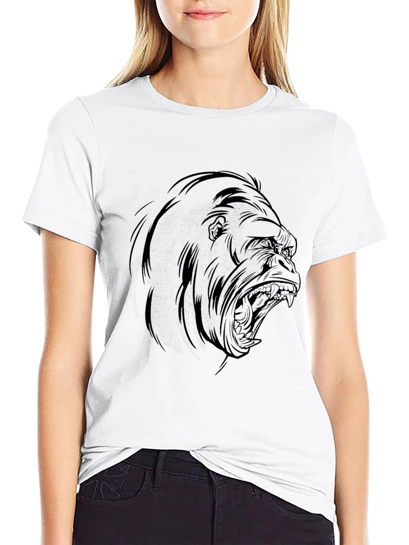 Black Men's Black Gorilla Graphic Tee - Bold and Edgy view 9