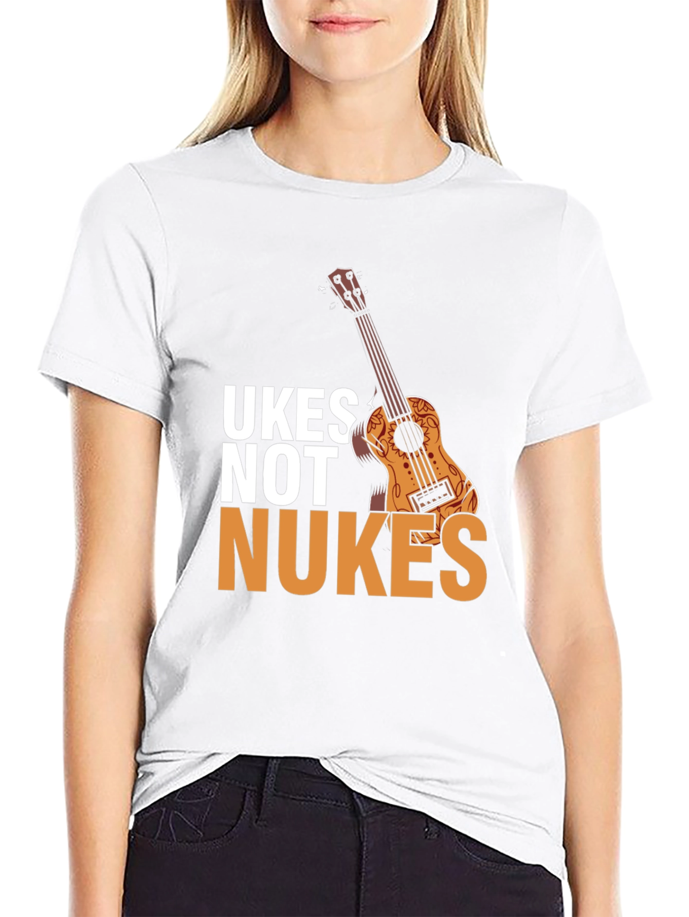 Black Ukes Not Nukes Graphic Tee - Black Cotton Blend view 9