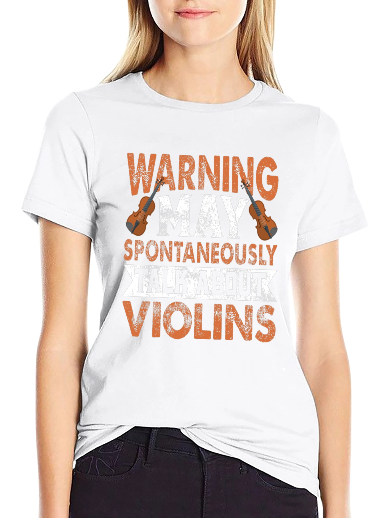 Black Warning May Spontaneously Talk About Violins Graphic T-Shirt view 9