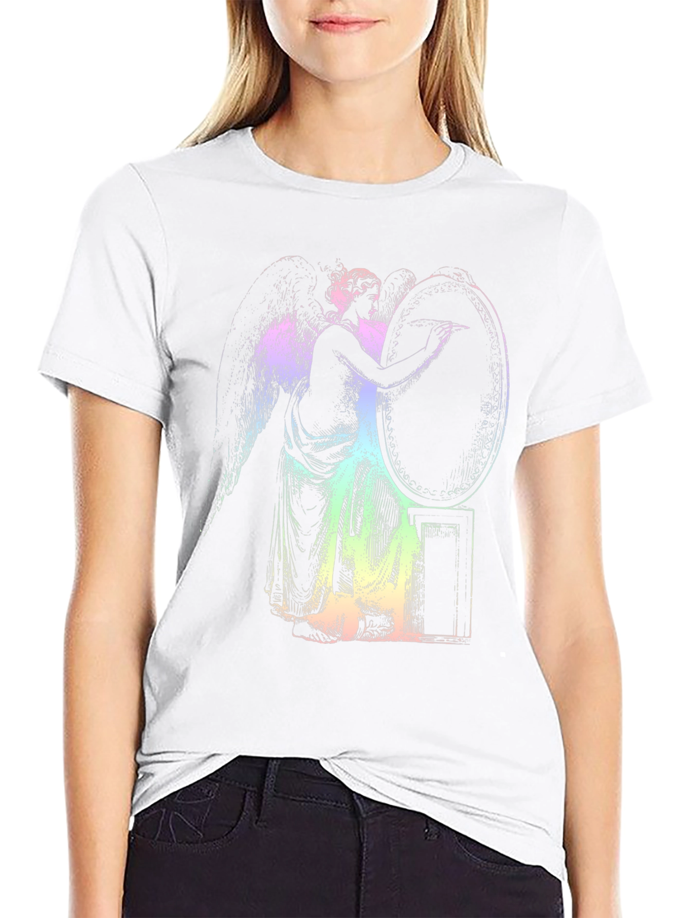 Black Angel Writing in Mirror Graphic T-Shirt view 9