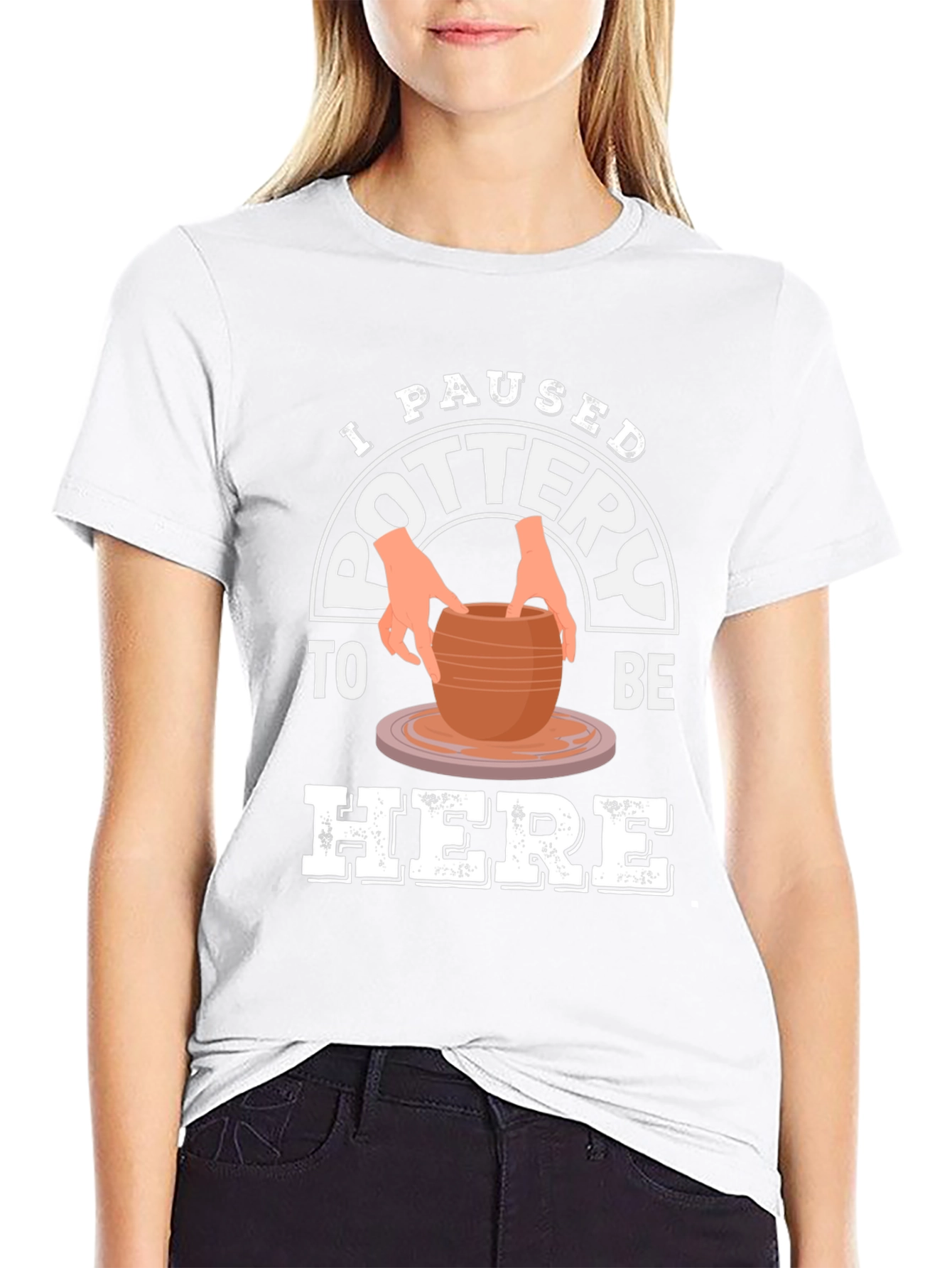 Black Pottery Lover T-Shirt - I Paused Pottery To Be Here Tee view 9