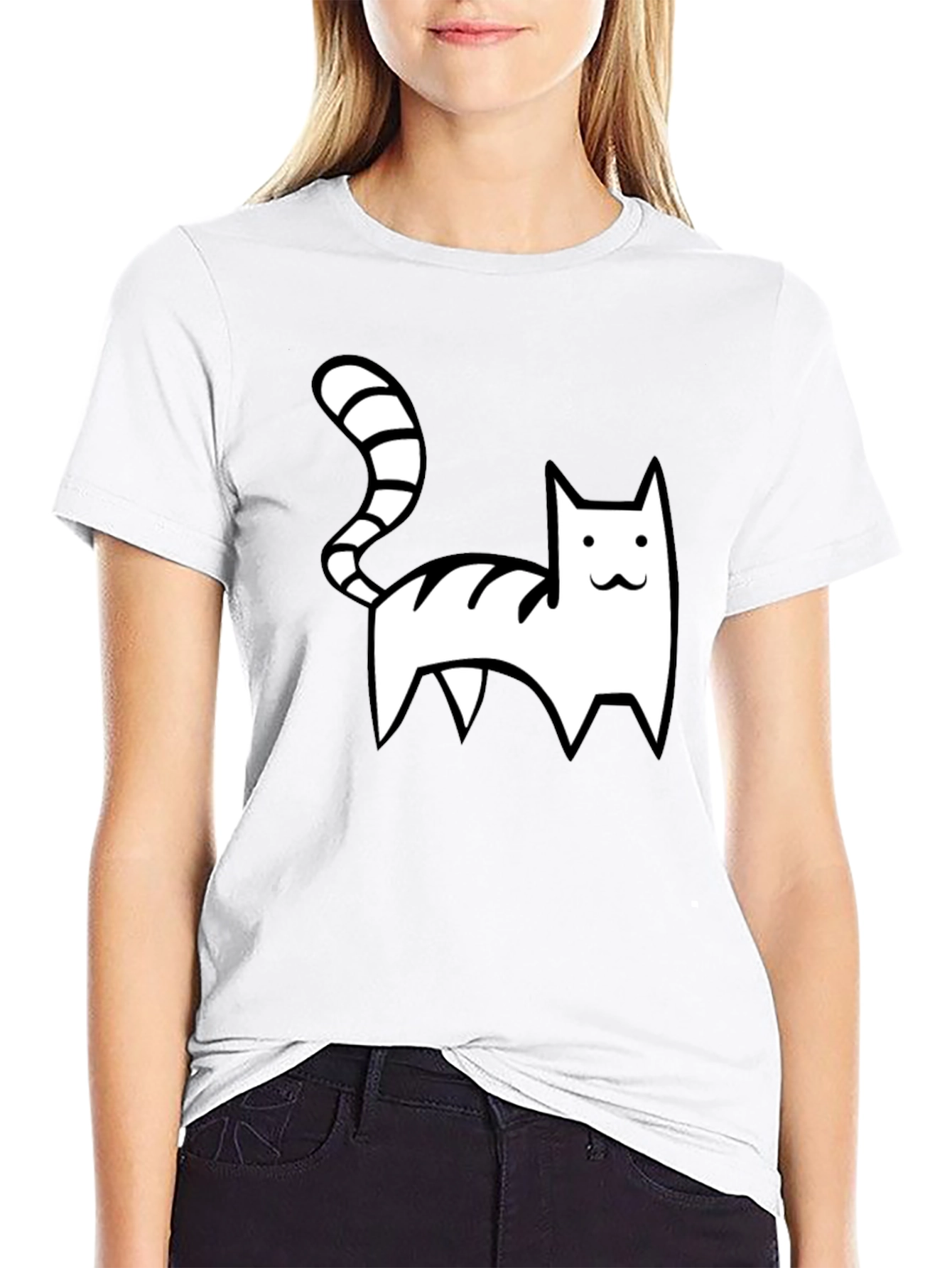 Black Cool Cat Graphic Tee - Black Casual Shirt view 9