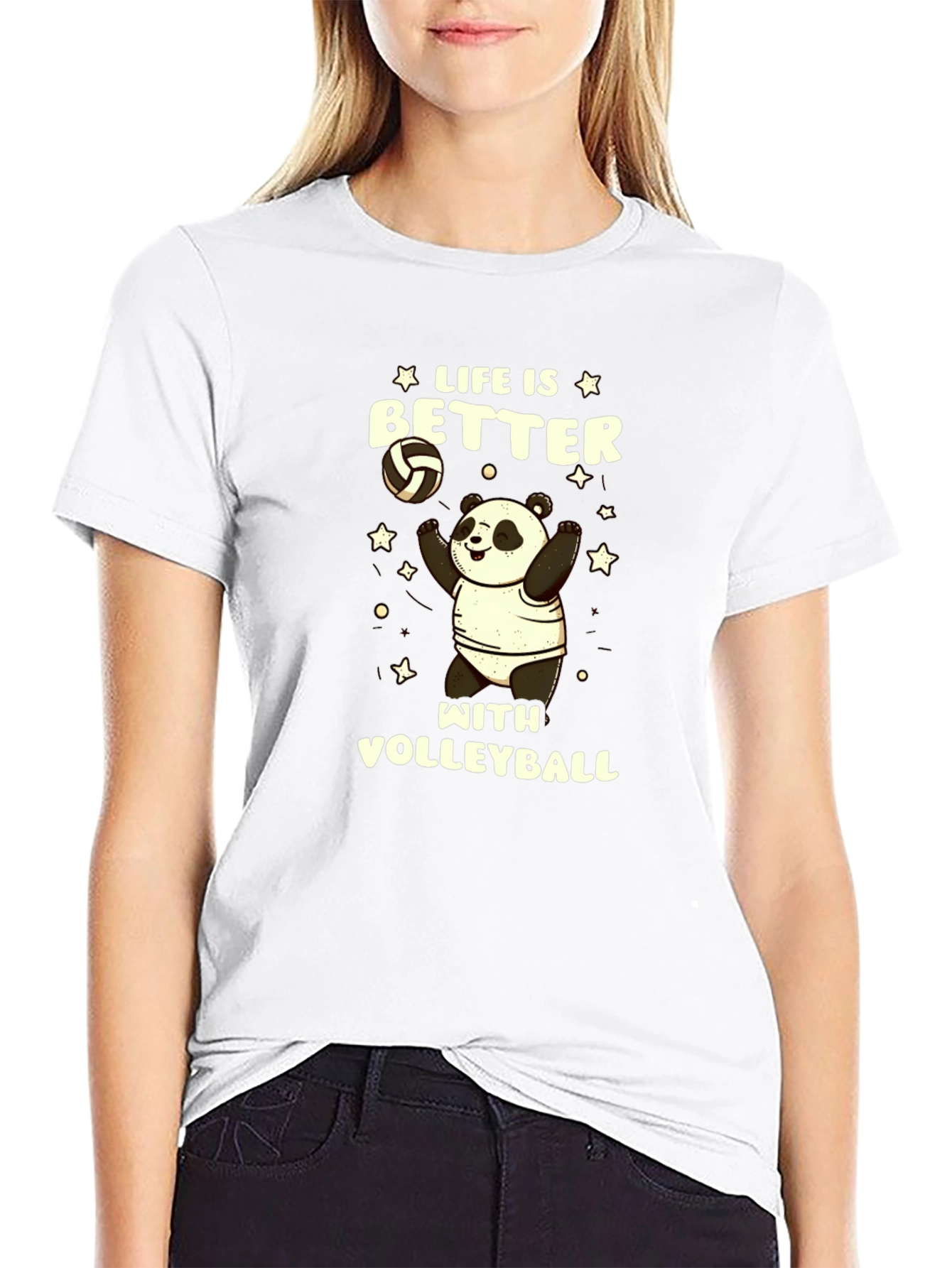 Black Life is Better with Volleyball Panda T-Shirt view 9