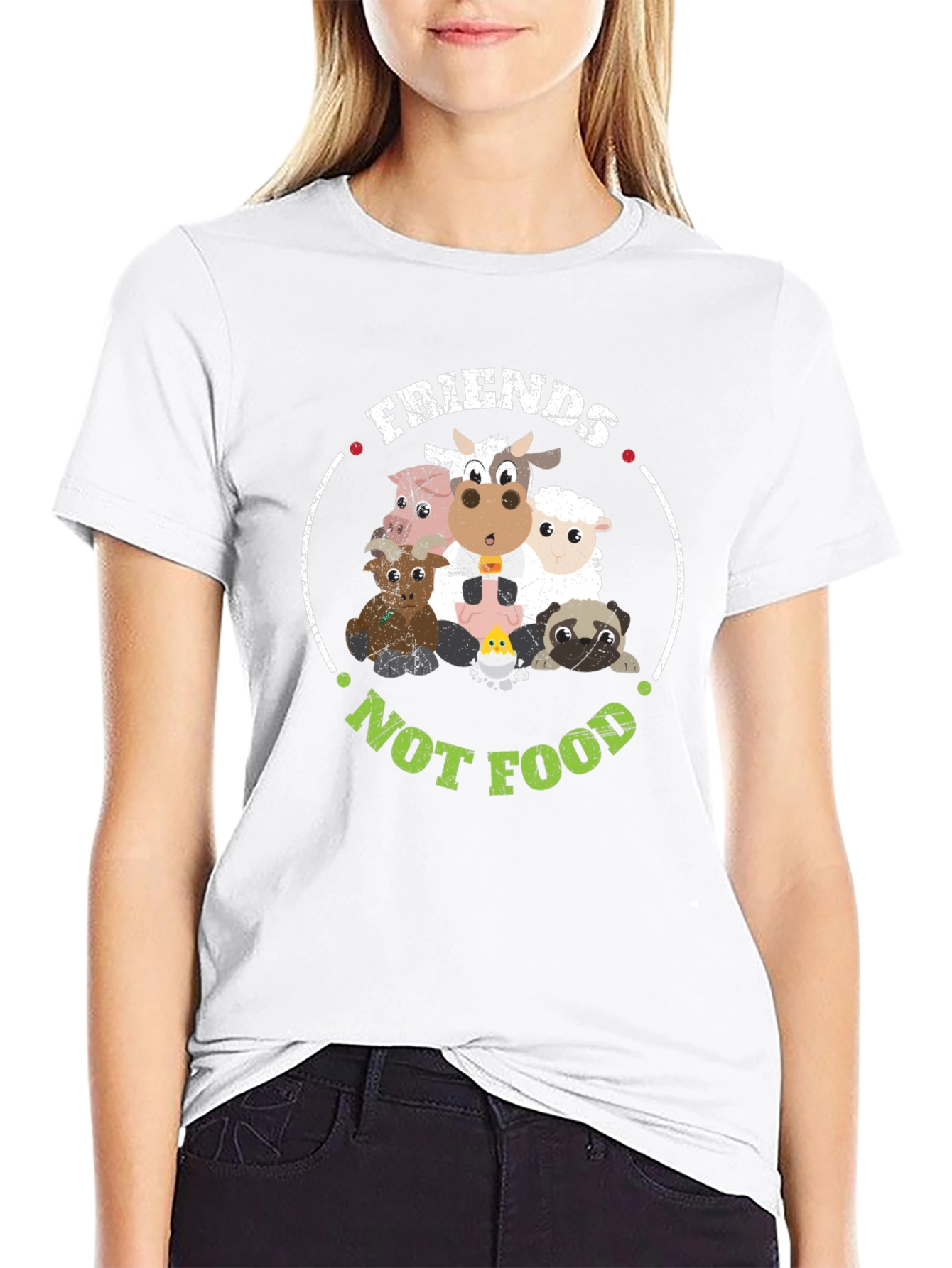 Black Friends Not Food Vegan Graphic T-Shirt view 9