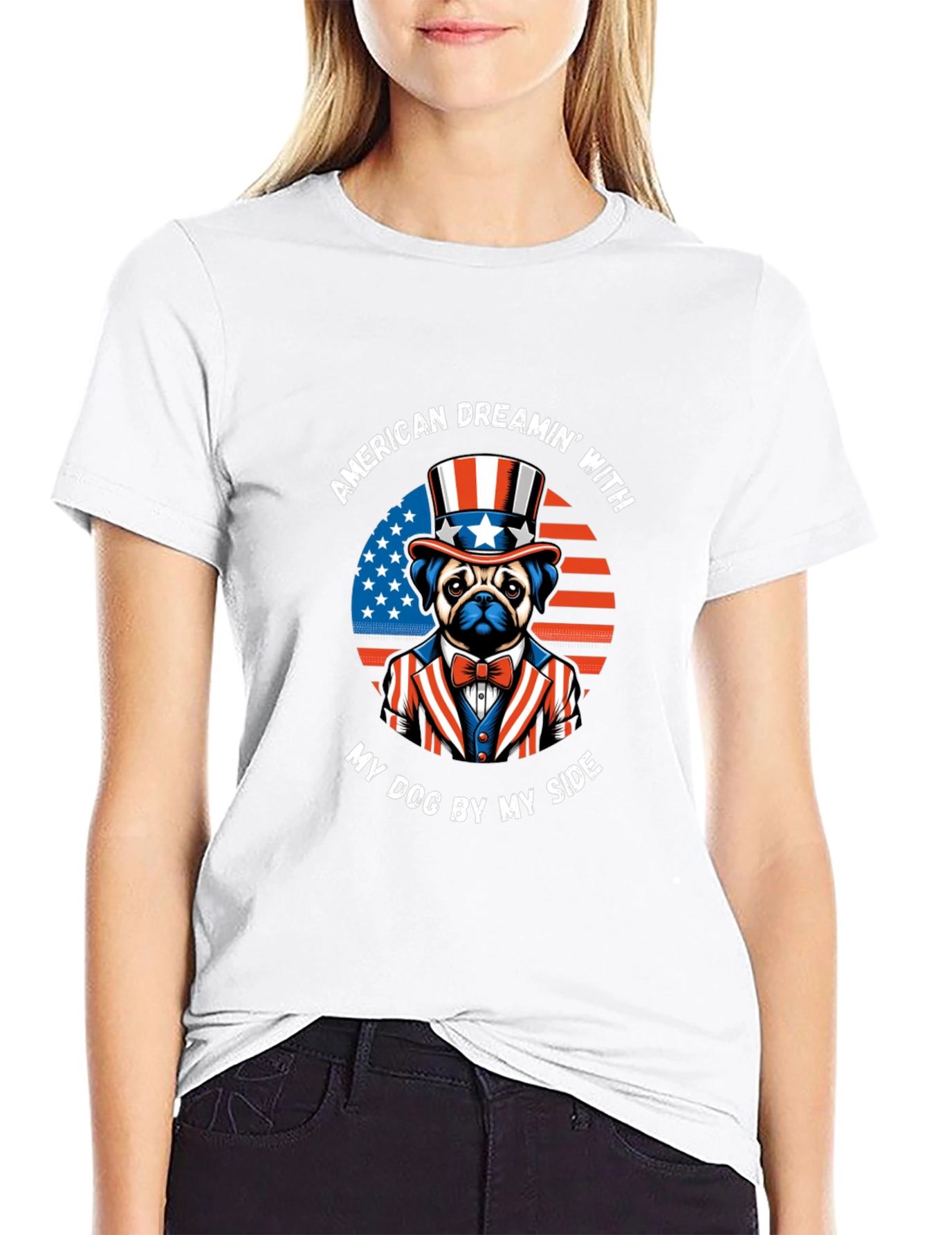 Black American Dreamin' Dog T-Shirt view 9