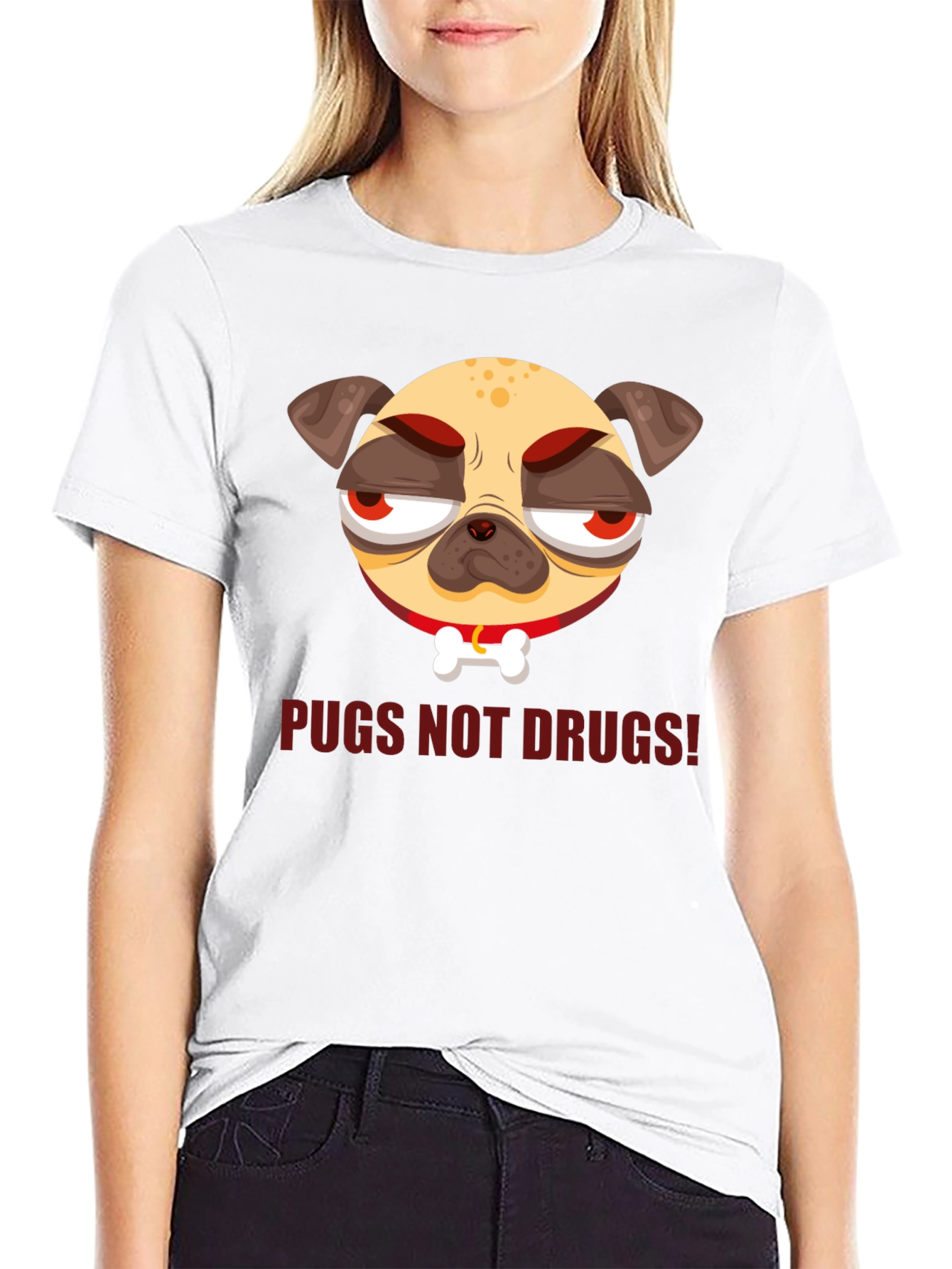 Black Pugs Not Drugs! Graphic Tee view 9