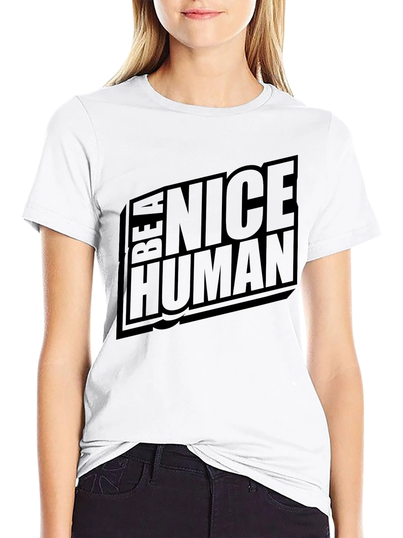 Black Be A Nice Human Black T-Shirt view 9