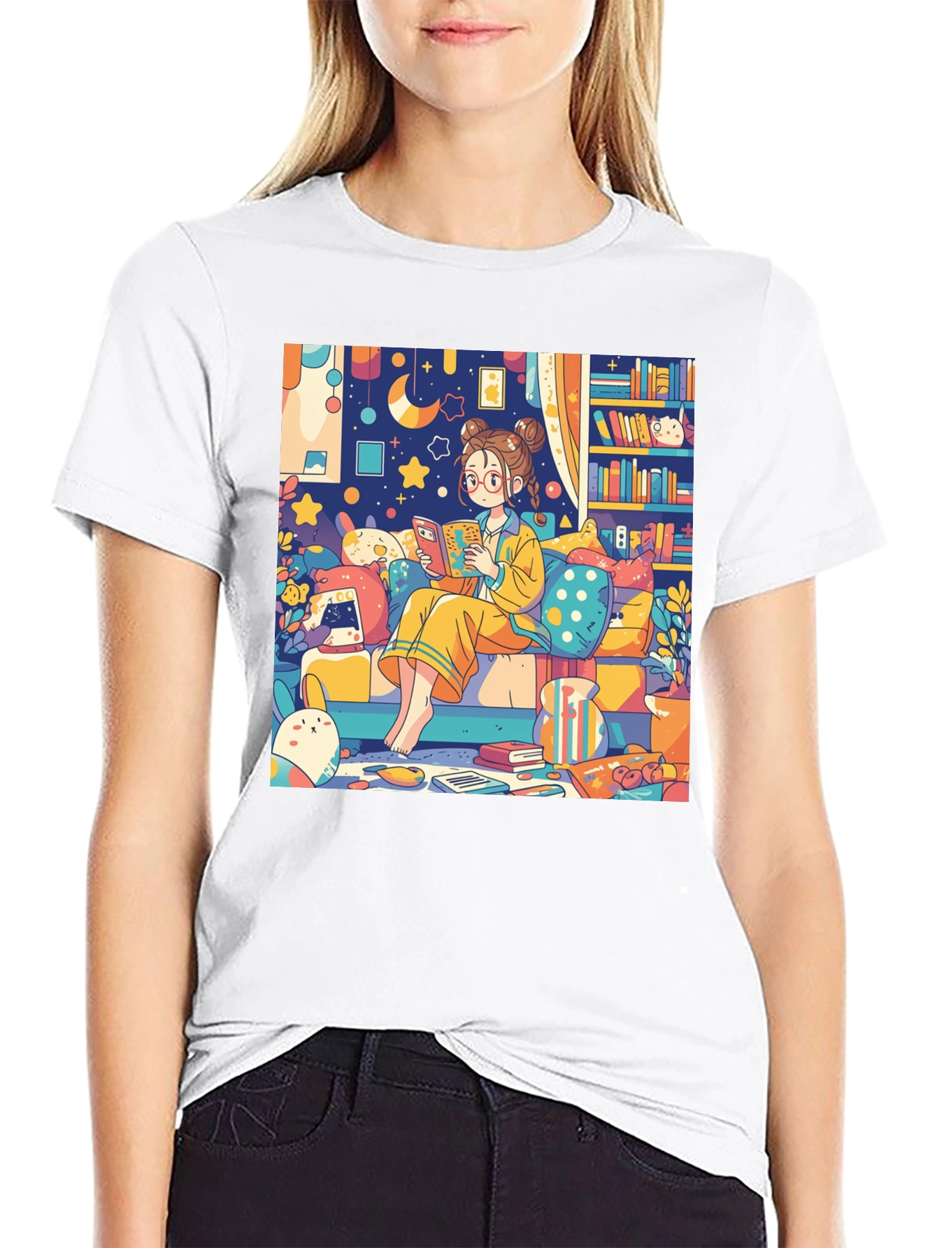 Black Cozy Reading Nook T-Shirt view 9
