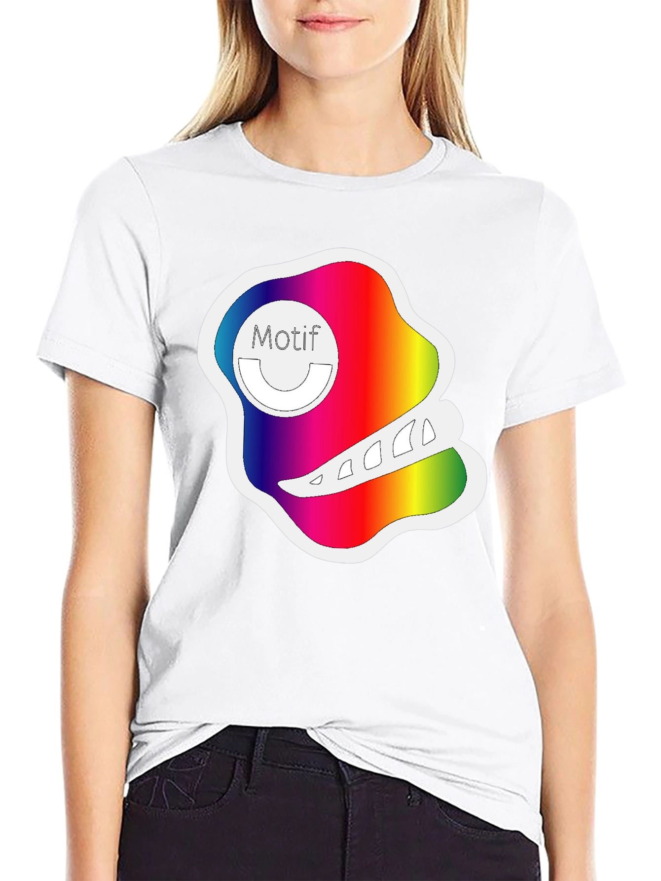 Black Rainbow Motif Graphic Black T-Shirt view 9