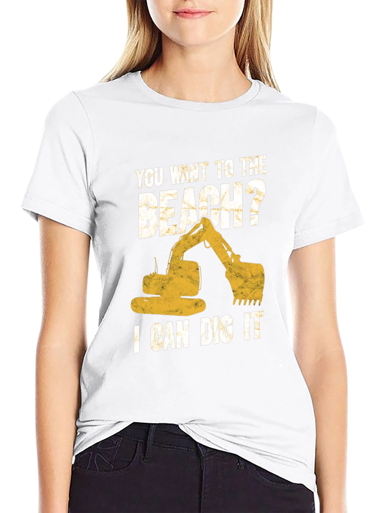 Black Beach Digger T-Shirt: I Can Dig It Excavator Tee view 9