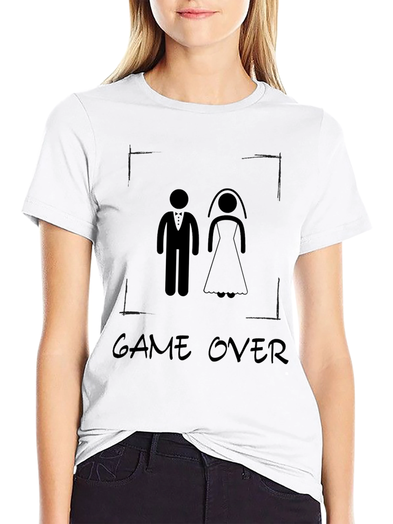 Black Game Over Groom & Bride Black T-Shirt view 9