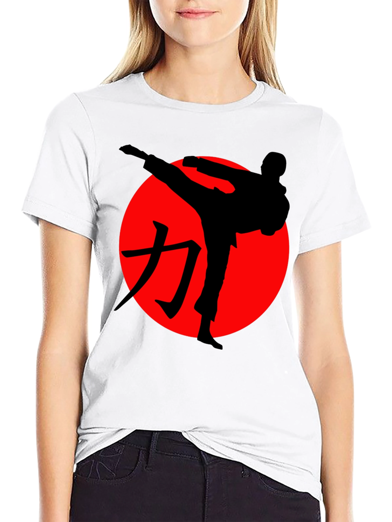 Black Karate Silhouette Graphic Tee - Martial Arts Style view 9