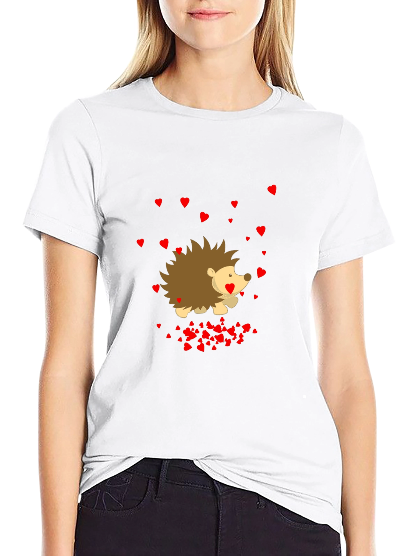 Black Heart Hedgehog Black T-Shirt view 9