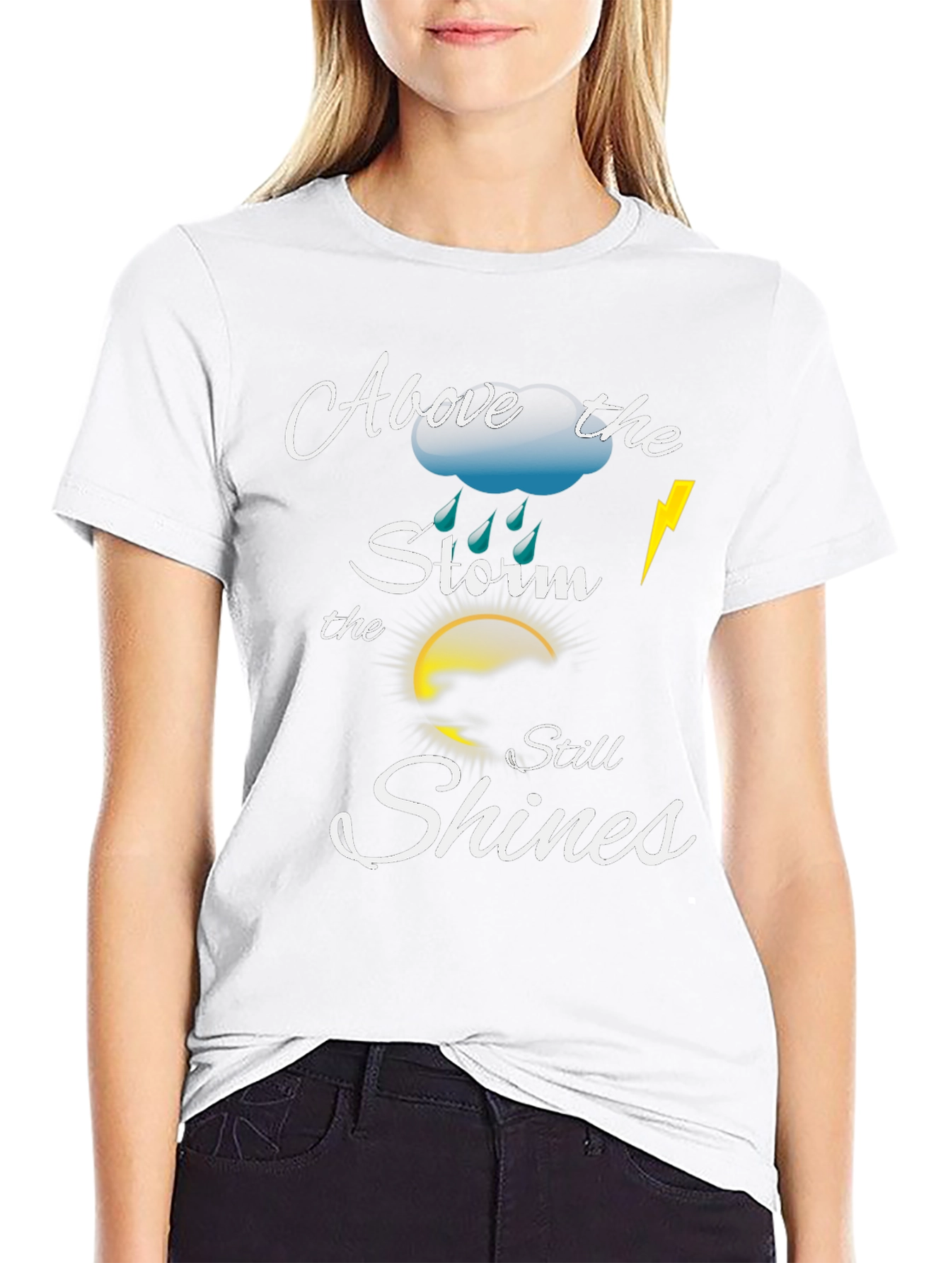 Black Above the Storm Motivational T-Shirt view 9