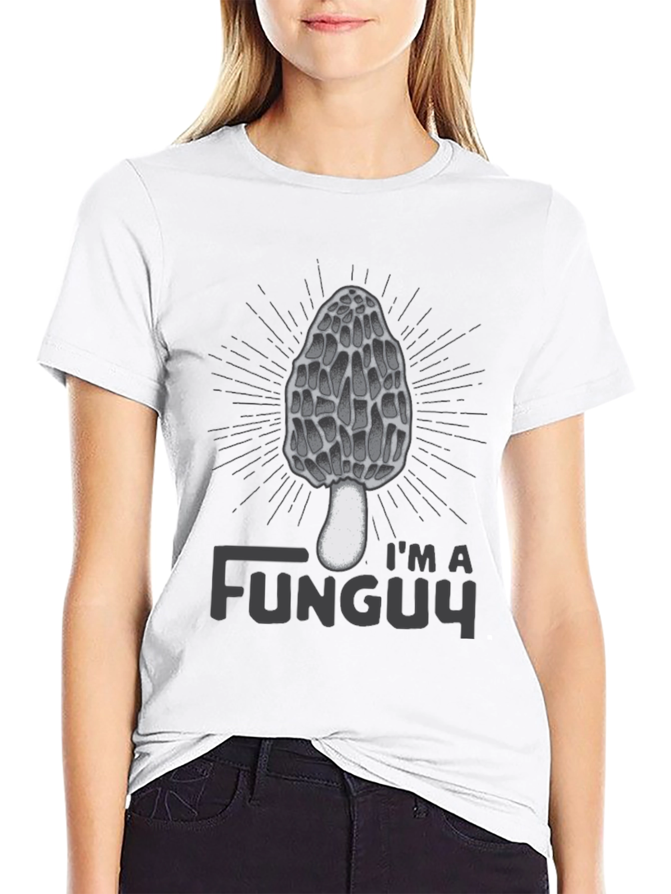 Black I'm a Funguy Black T-Shirt - Morel Mushroom Graphic Tee view 9