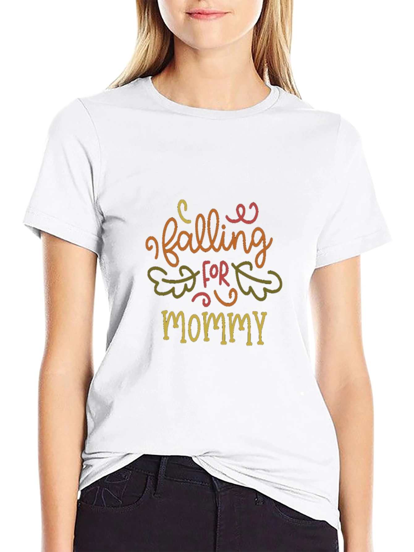 Black Falling For Mommy T-Shirt - Cute Autumn Design view 9