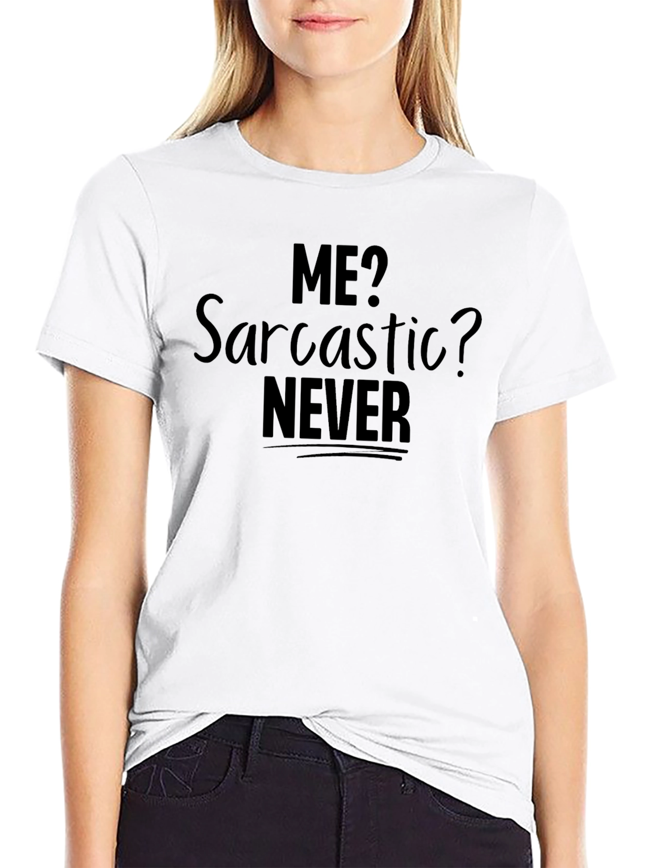 Black Sarcastic Never Funny Graphic Tee view 9