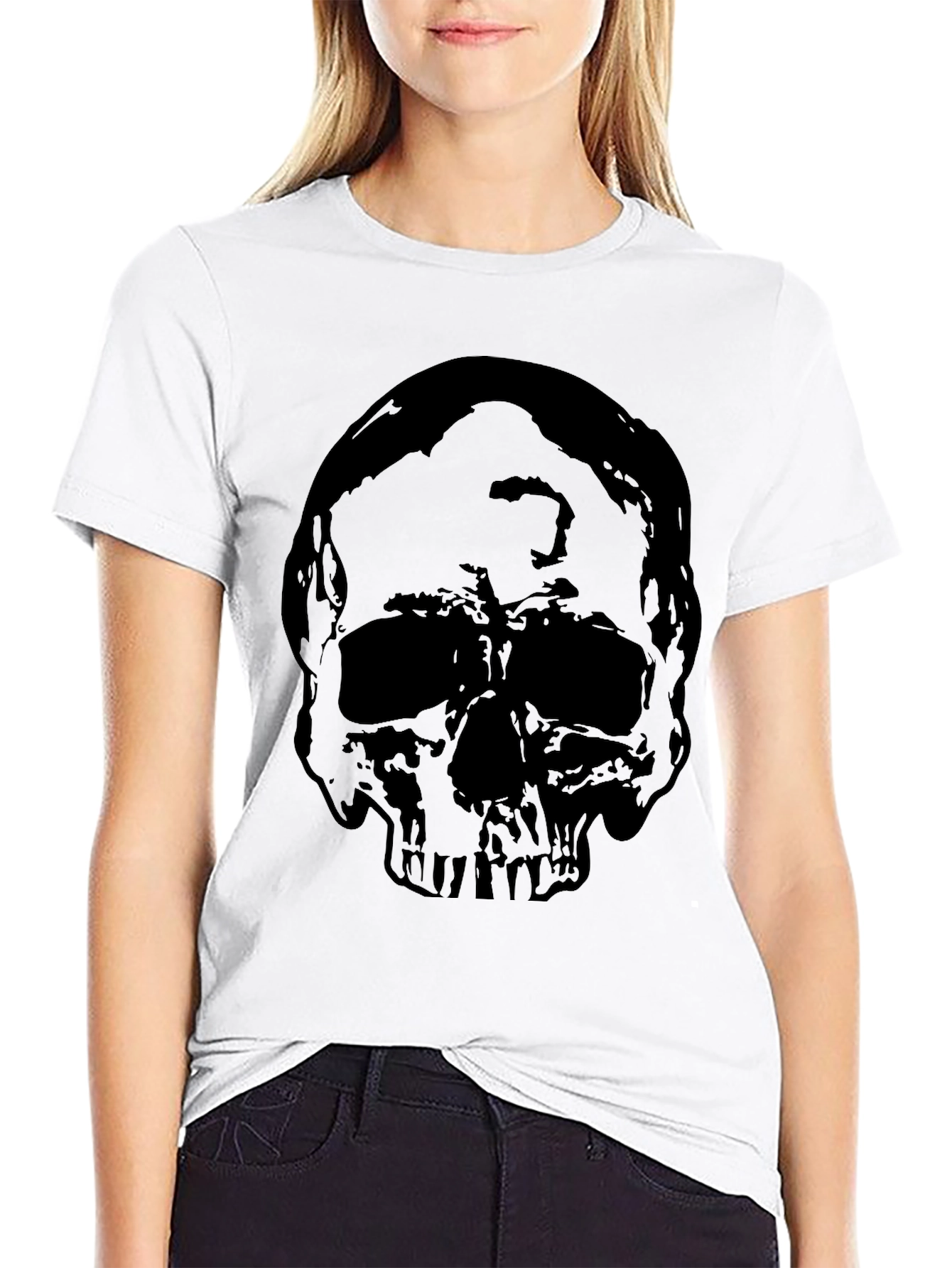 Black Skull Graphic Black T-Shirt for Men view 9