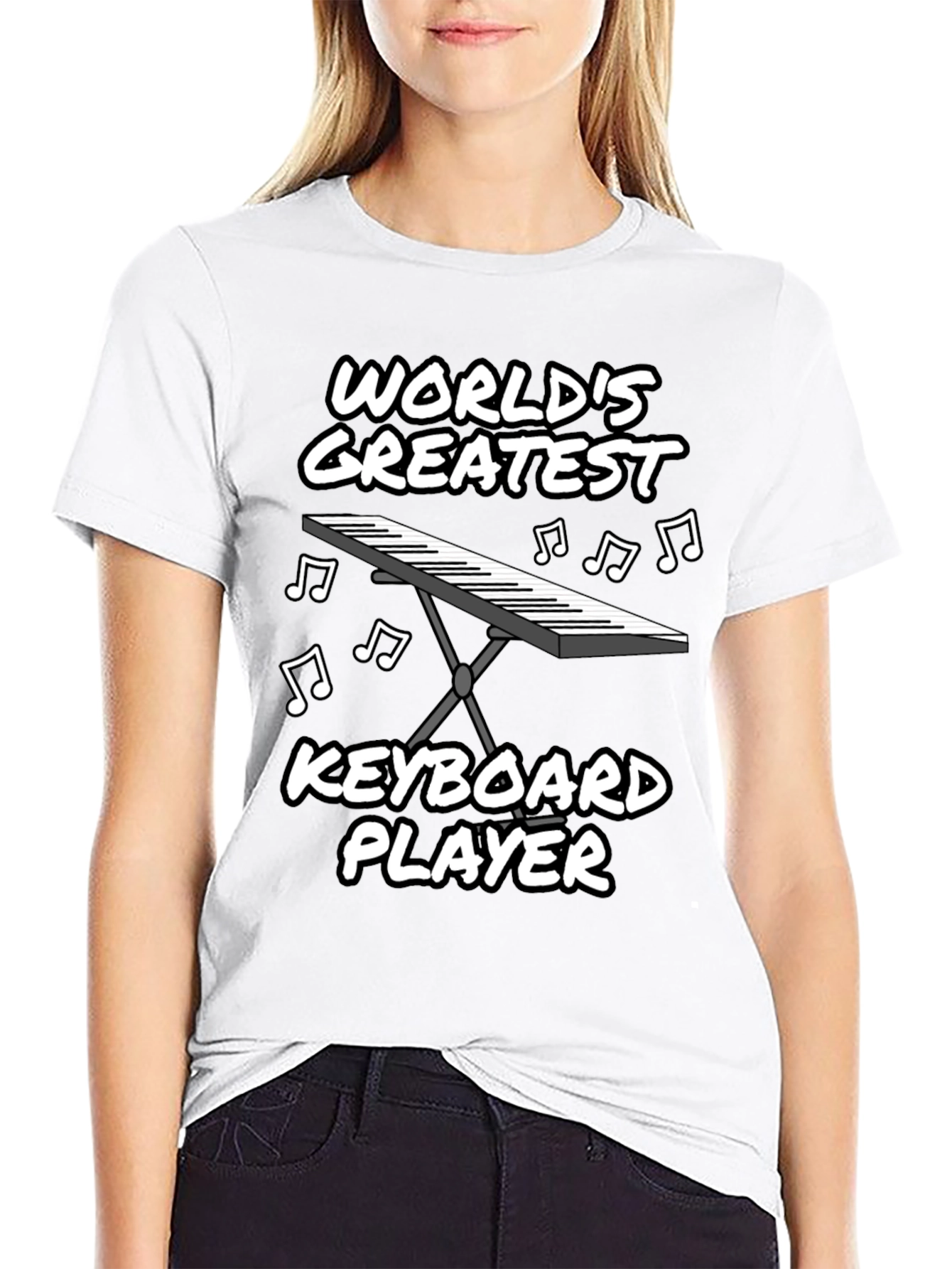 Black World's Greatest Keyboard Player Graphic T-Shirt view 9