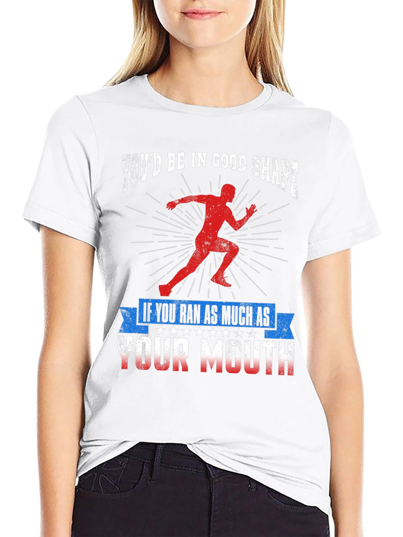 Black Funny Running T-Shirt: You'd Be In Good Shape view 9