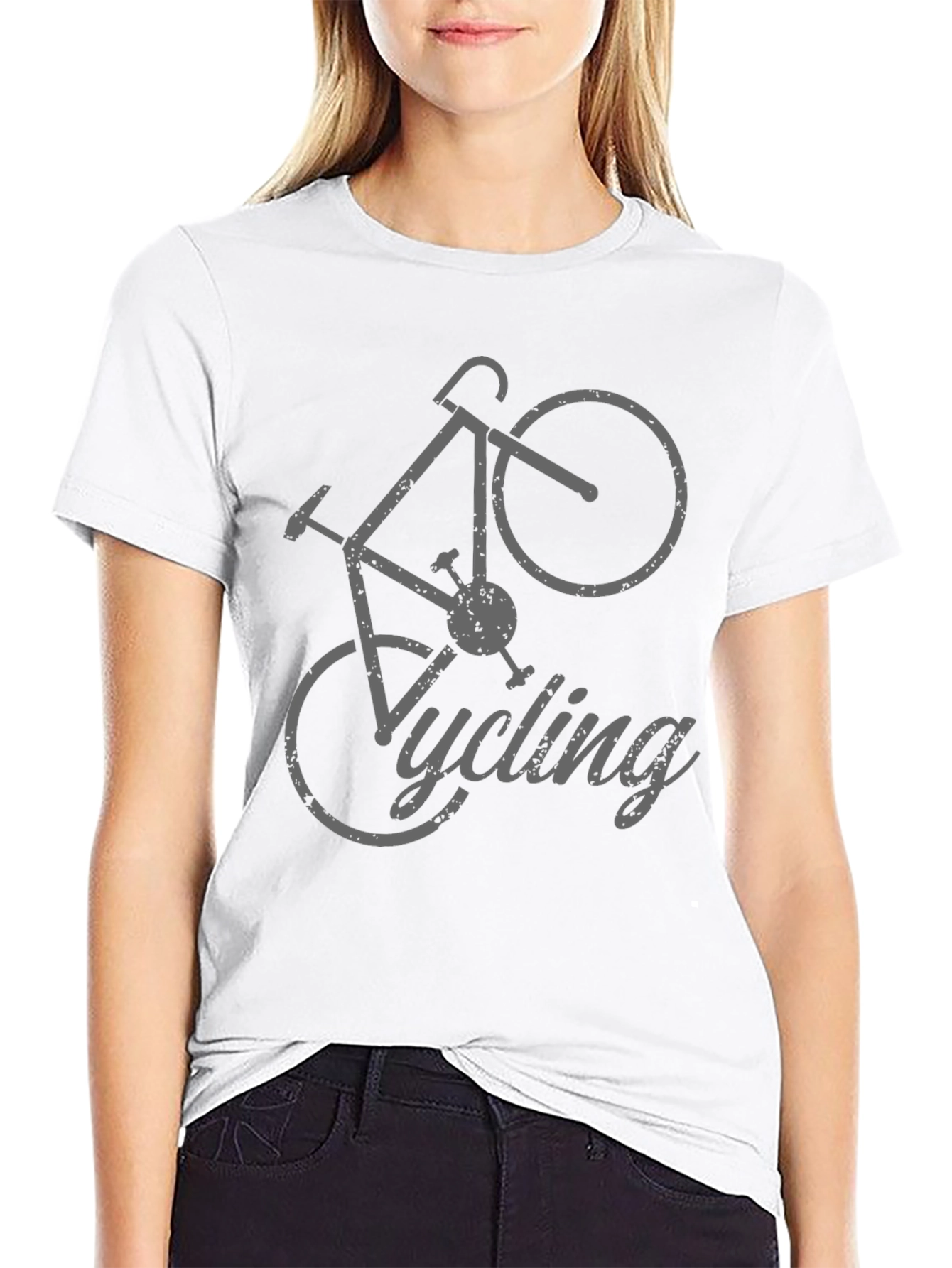 Black Cycling T-Shirt - Gray Bicycle Design view 9
