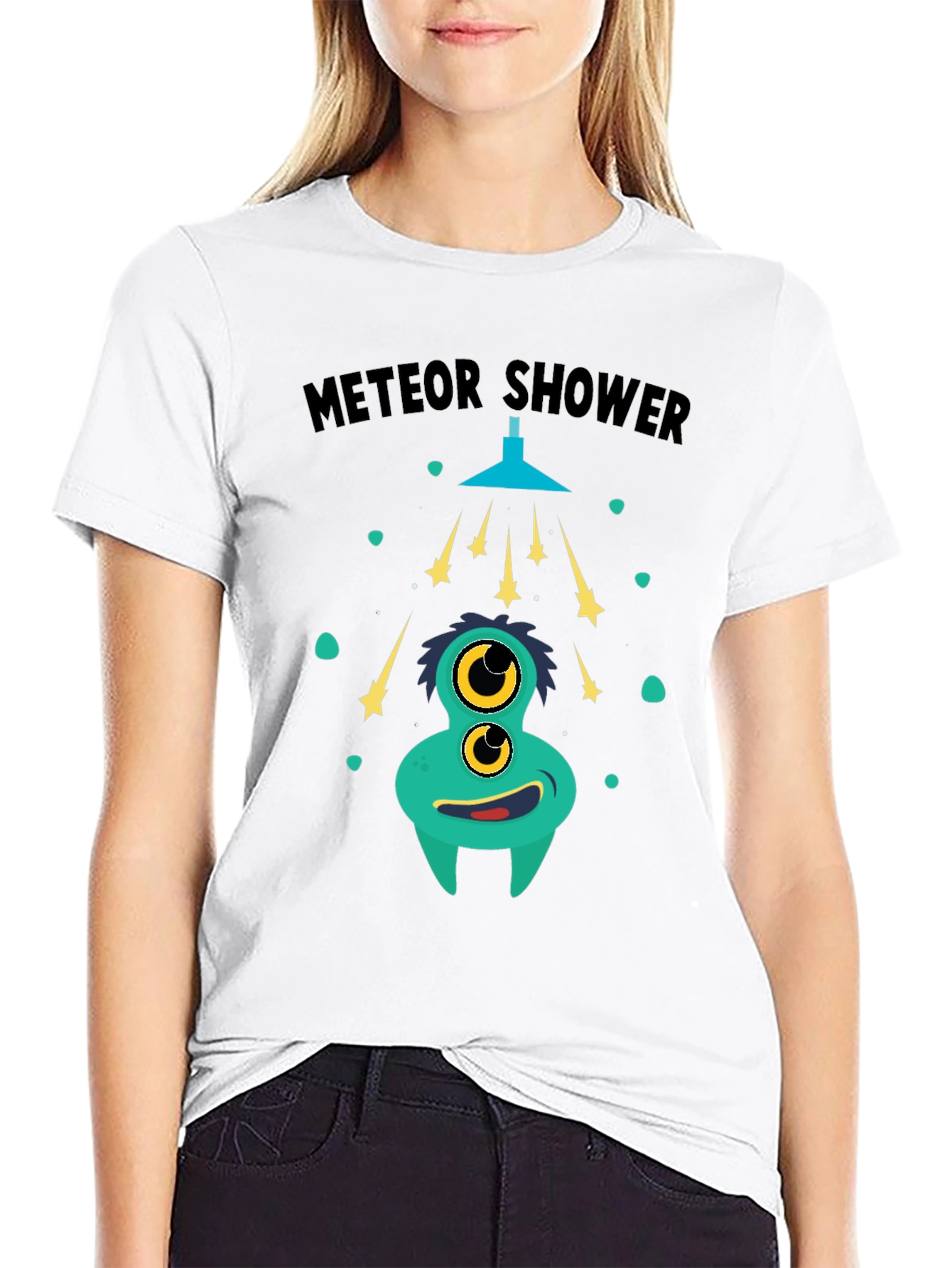 Black Meteor Shower Monster Graphic T-Shirt view 9