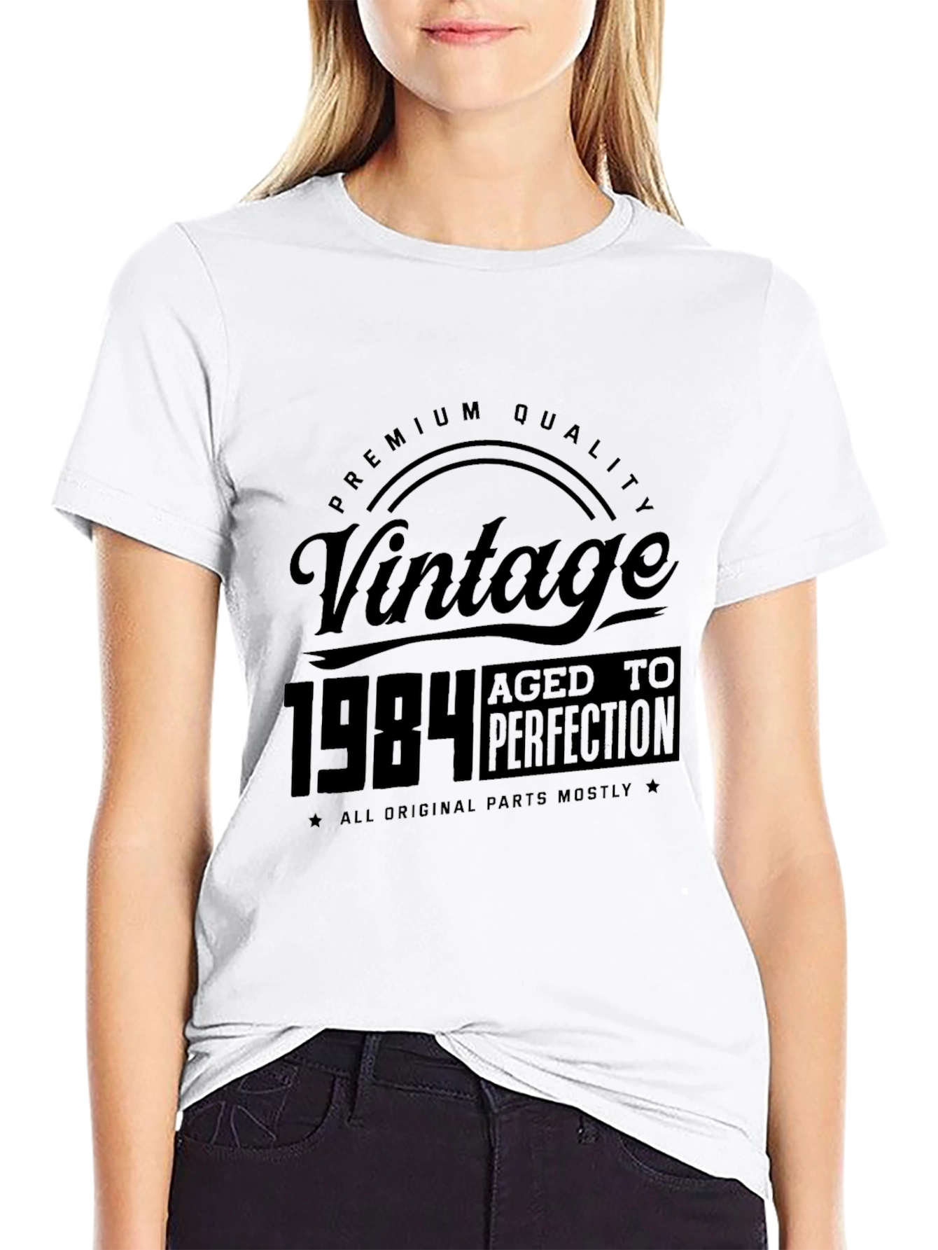 Black Vintage 1984 Aged to Perfection Black T-Shirt view 9