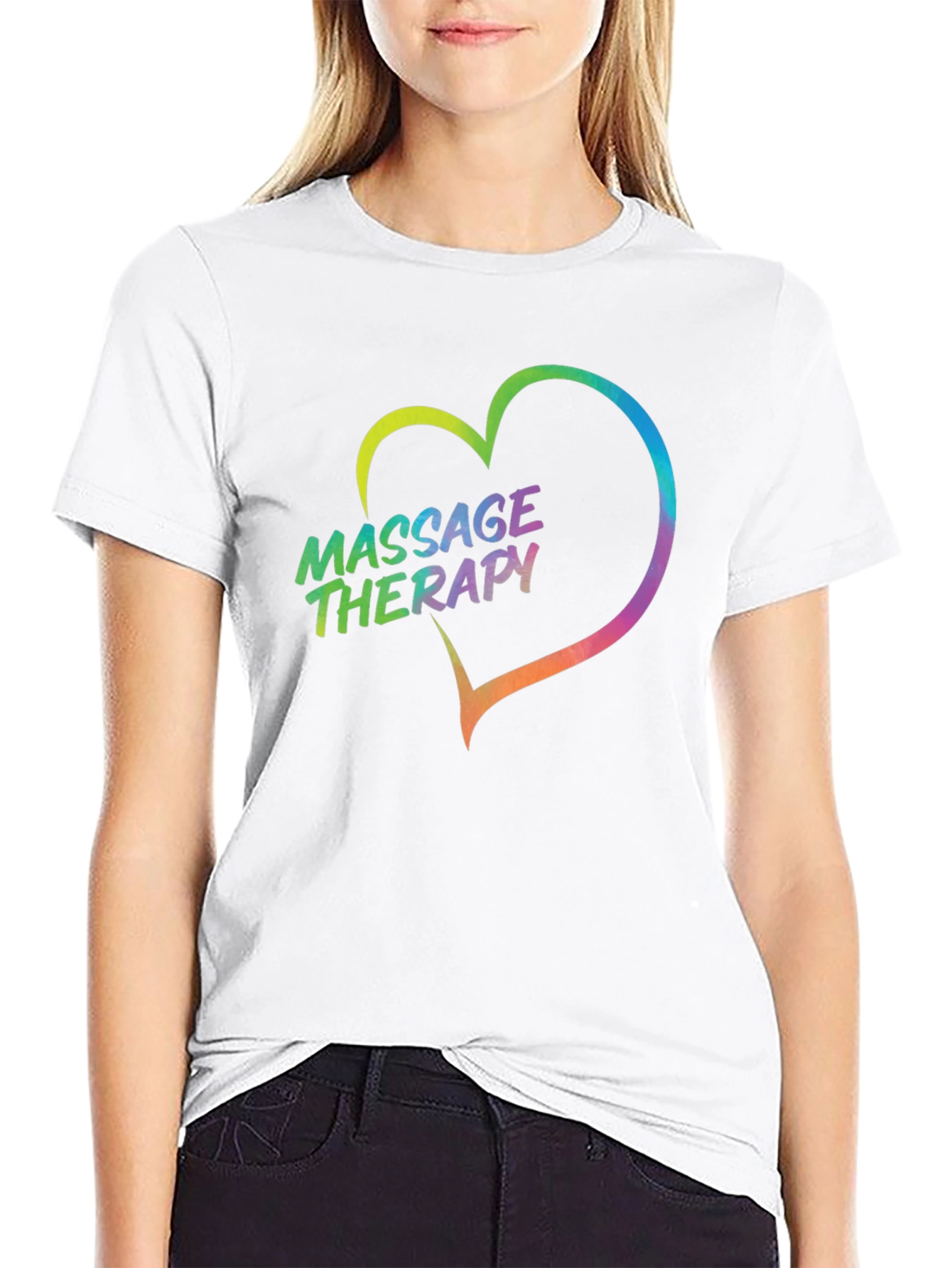 Black Massage Therapy Heart Graphic Tee - Black view 9