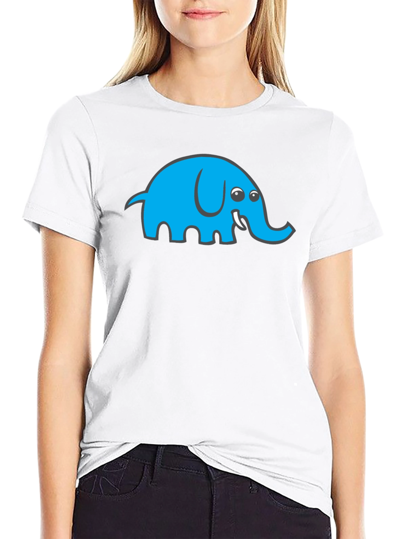 Black Cool Blue Elephant Graphic Black T-Shirt view 9