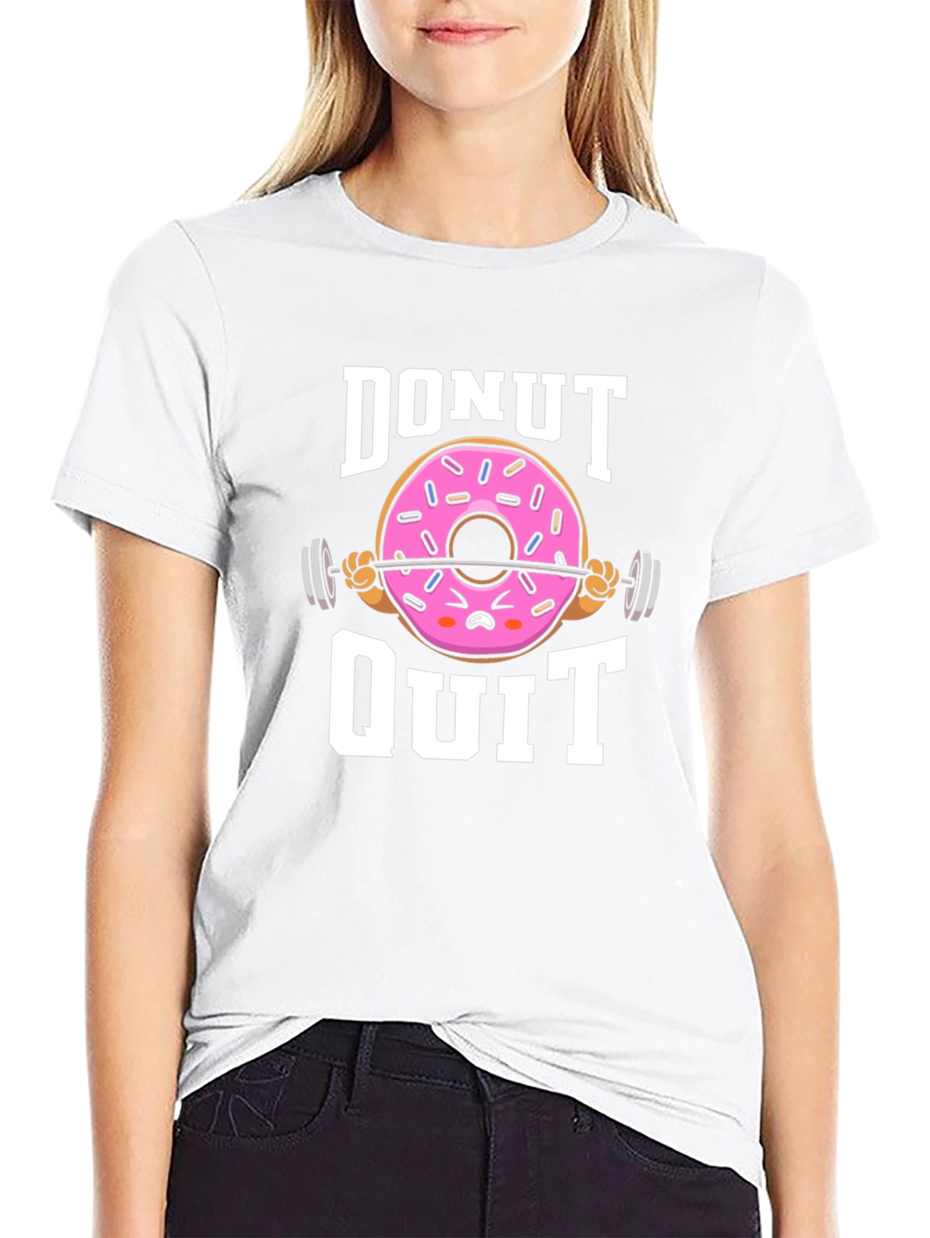 Black Donut Quit Graphic T-Shirt - Funny Workout Tee view 9