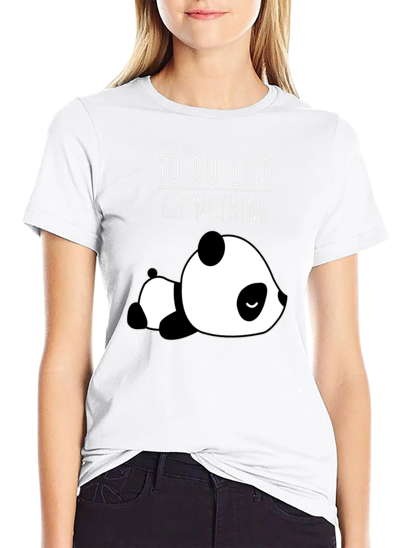 Black Lazy Panda To-Do List Nothing Black T-Shirt view 9
