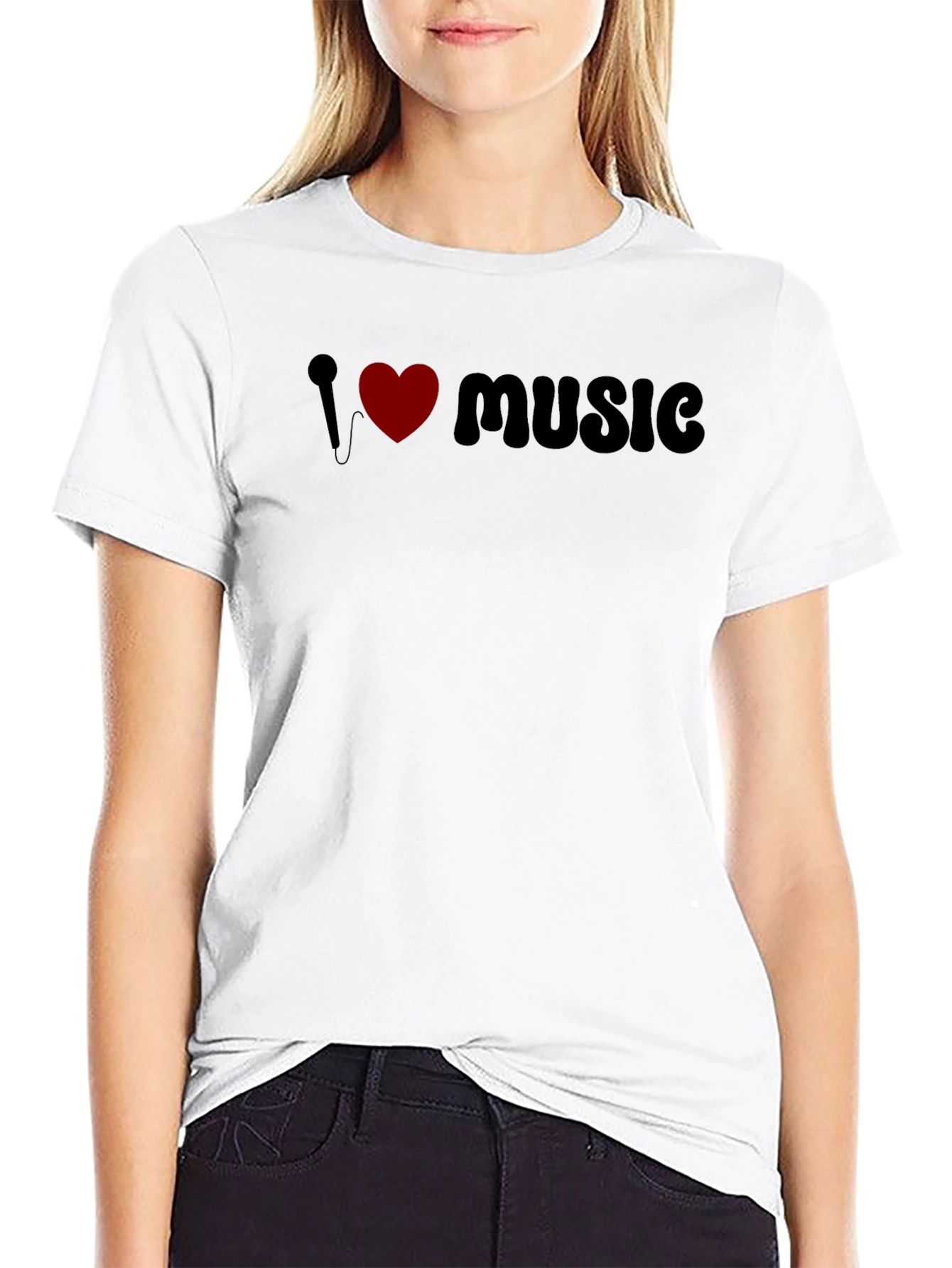 Black I Love Music Graphic Tee - Black view 9