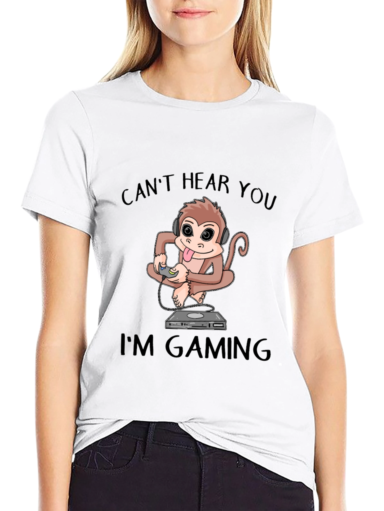 Black Can't Hear You I'm Gaming T-Shirt view 9