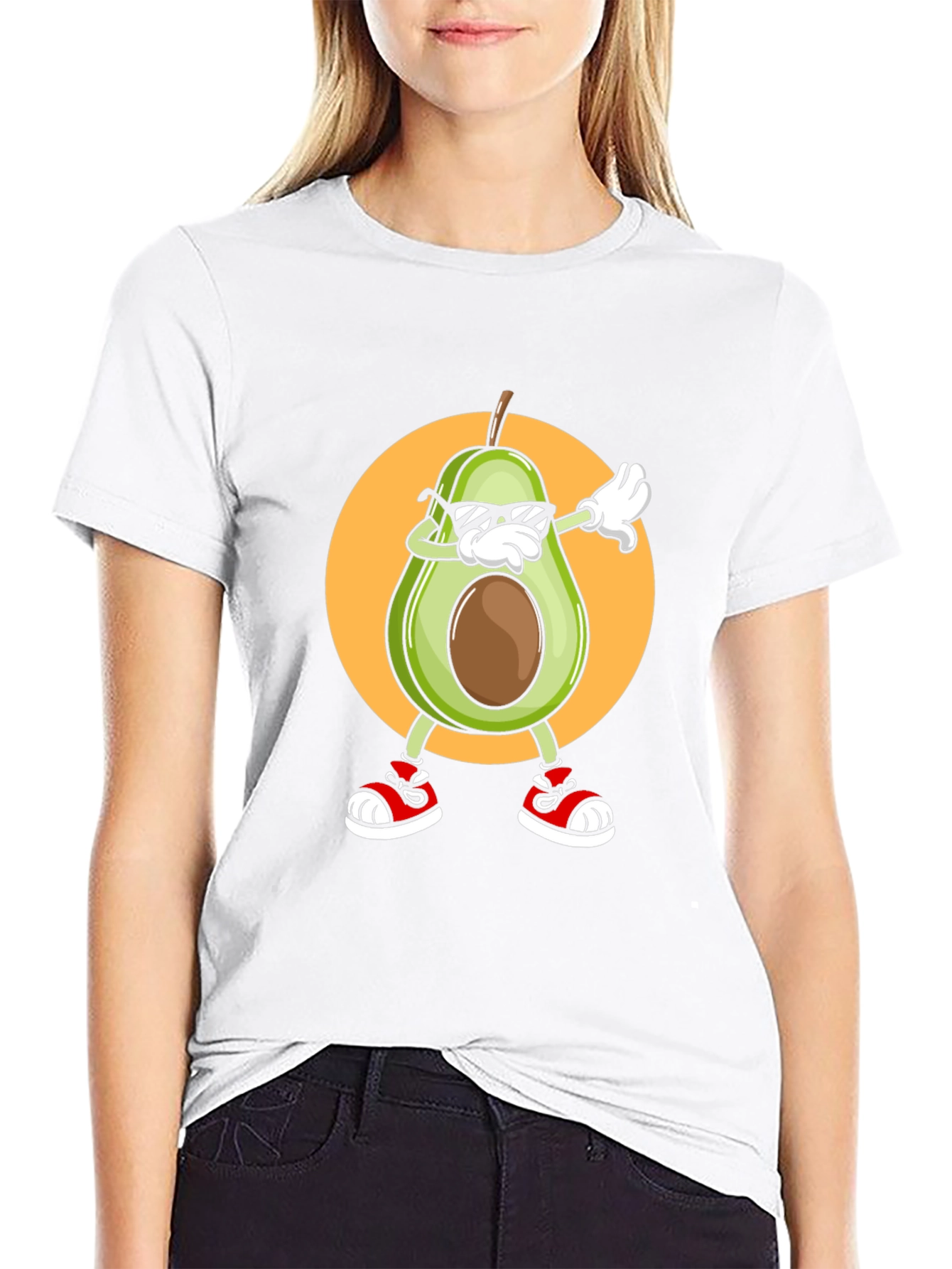 Black Dabbing Avocado Graphic T-Shirt - Trendy Fruit Tee view 9