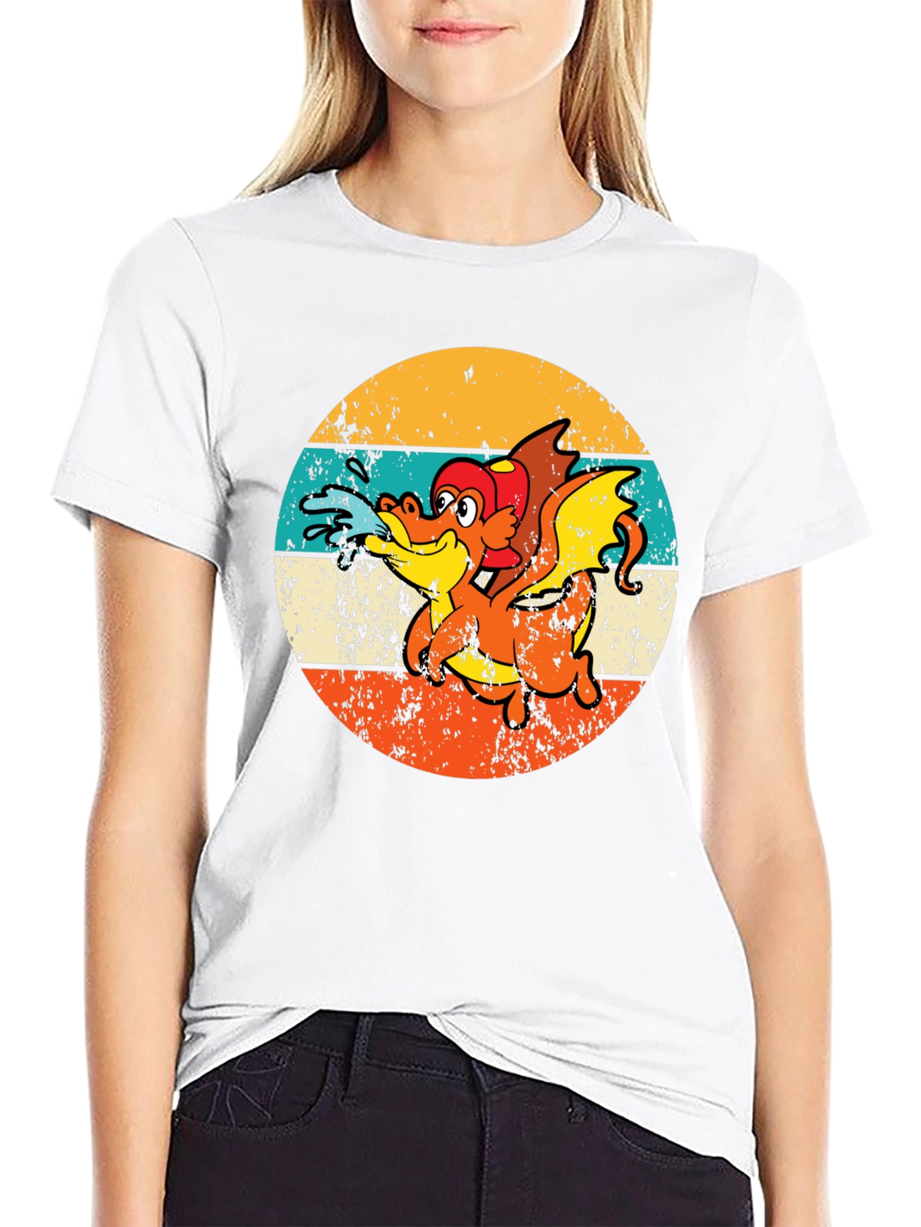 Black Retro Dragon Graphic T-Shirt - Vintage Style Tee view 9