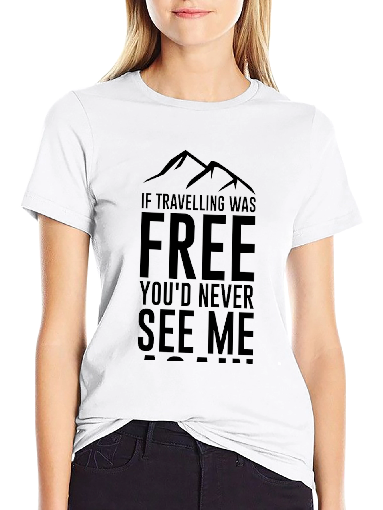 Black Travel Saying Graphic Tee - Black Cotton Blend view 9