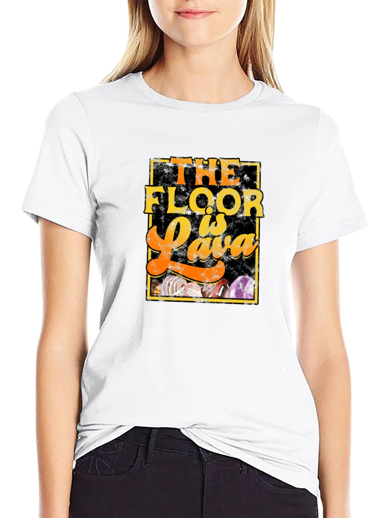 Black The Floor is Lava T-Shirt - Novelty Graphic Tee view 9