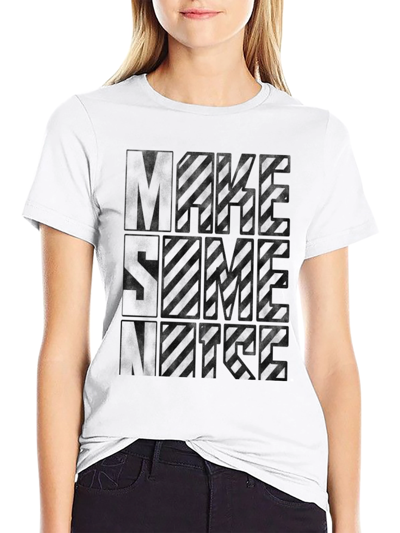 Black Make Some Noise Graphic Tee - Black Crew Neck view 9
