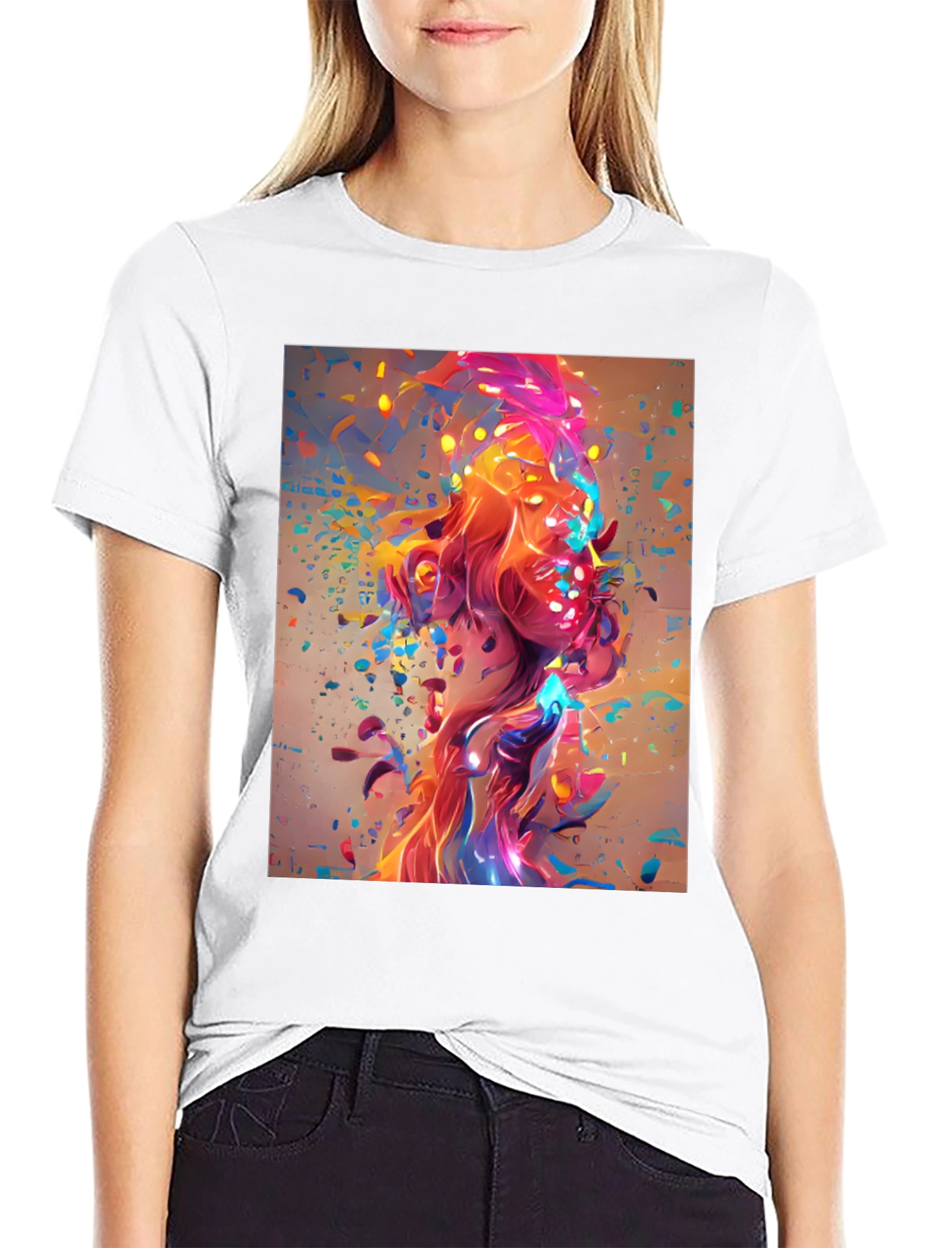 Black Abstract Art Print Black T-Shirt view 9