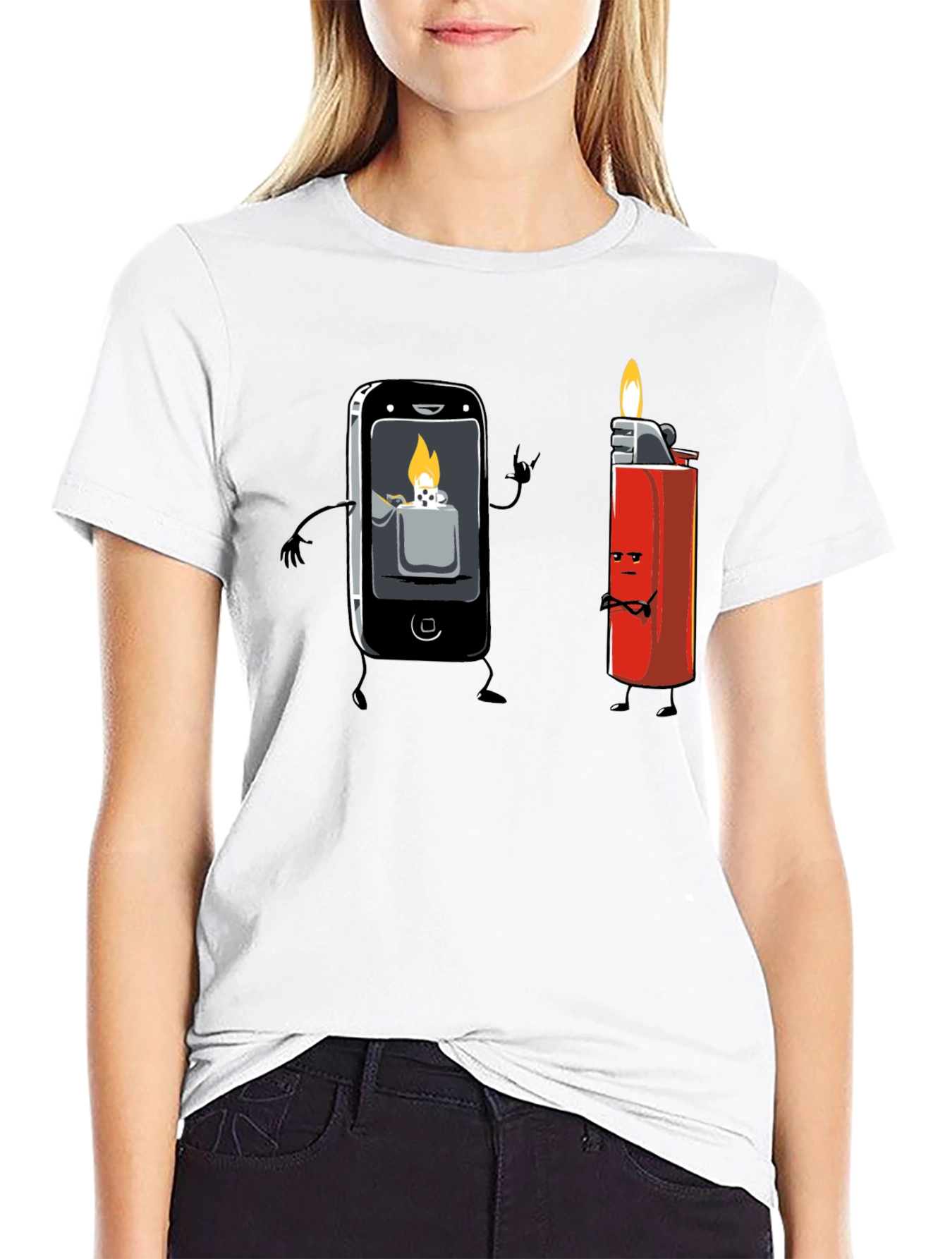 Black Funny Tech vs. Tradition Graphic Tee view 9