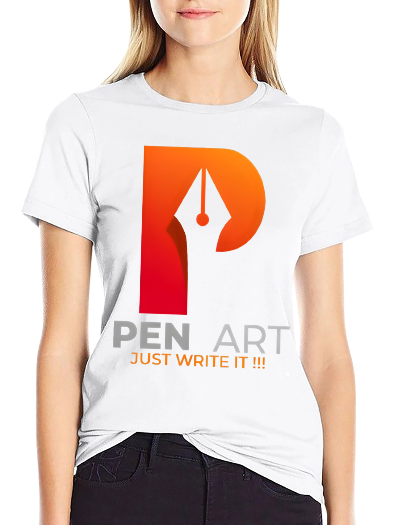 Black Pen Art Graphic T-Shirt - Just Write It! view 9
