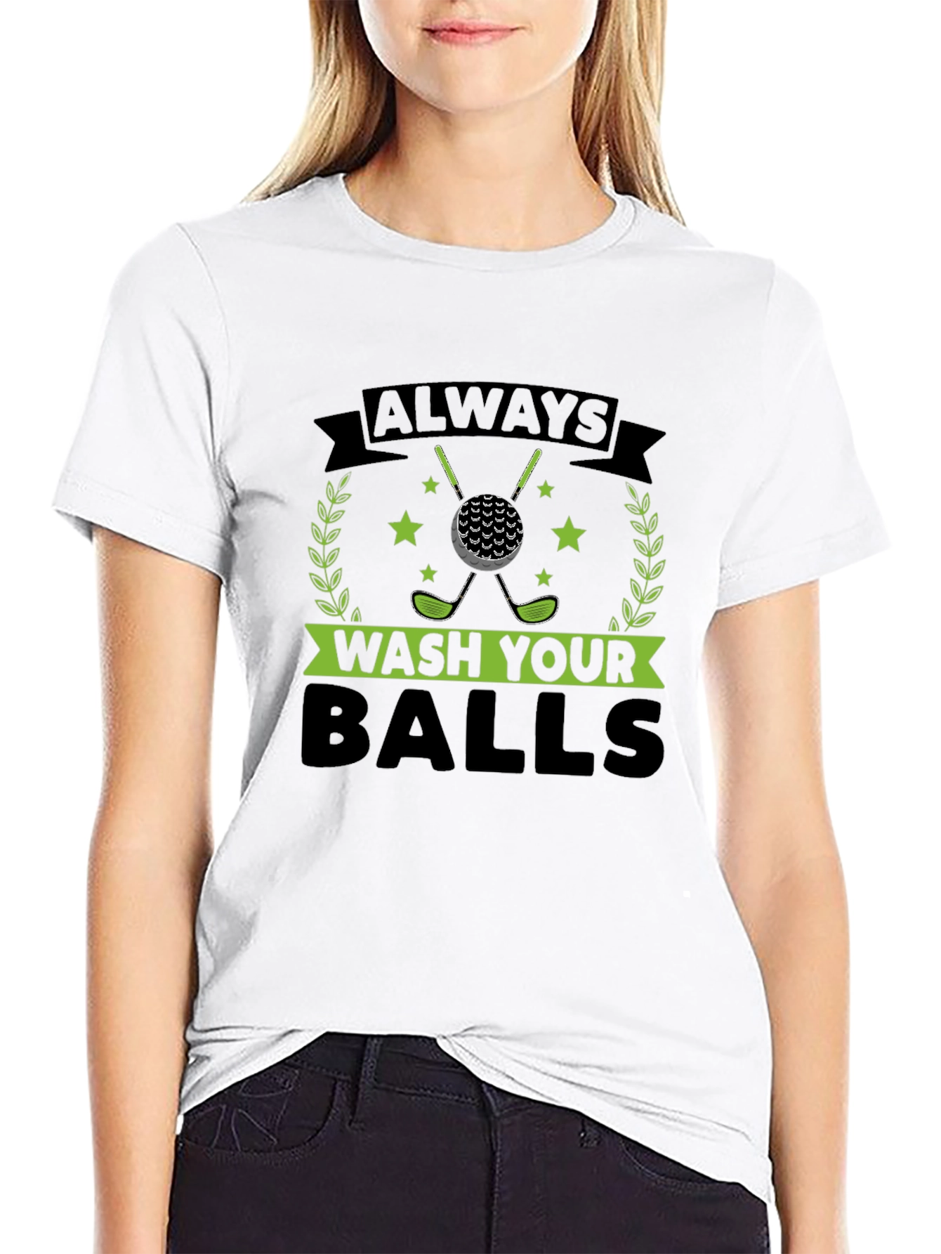 Black Funny Golf T-Shirt - Always Wash Your Balls view 9