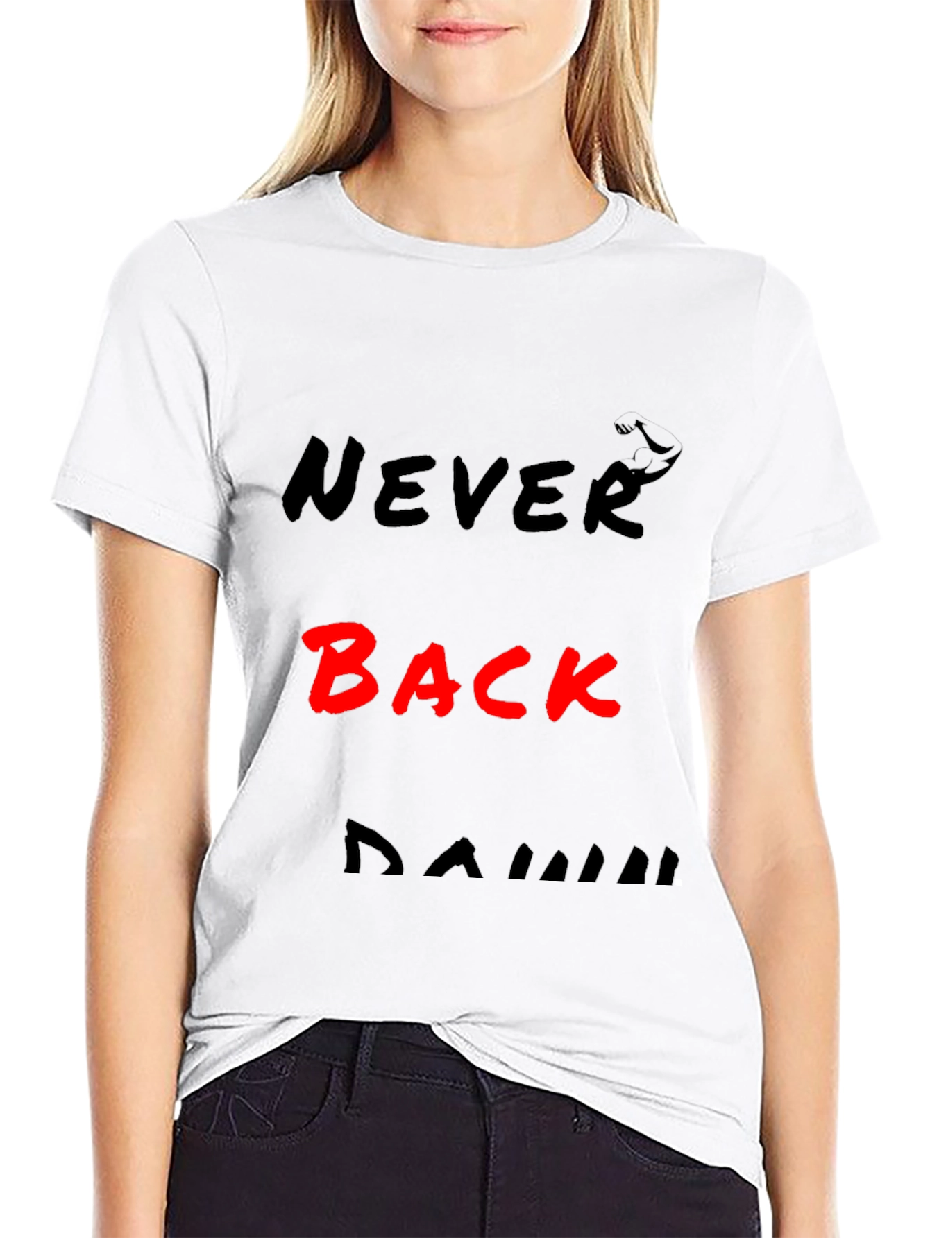 Black Never Back Down Bold Graphic Tee view 9
