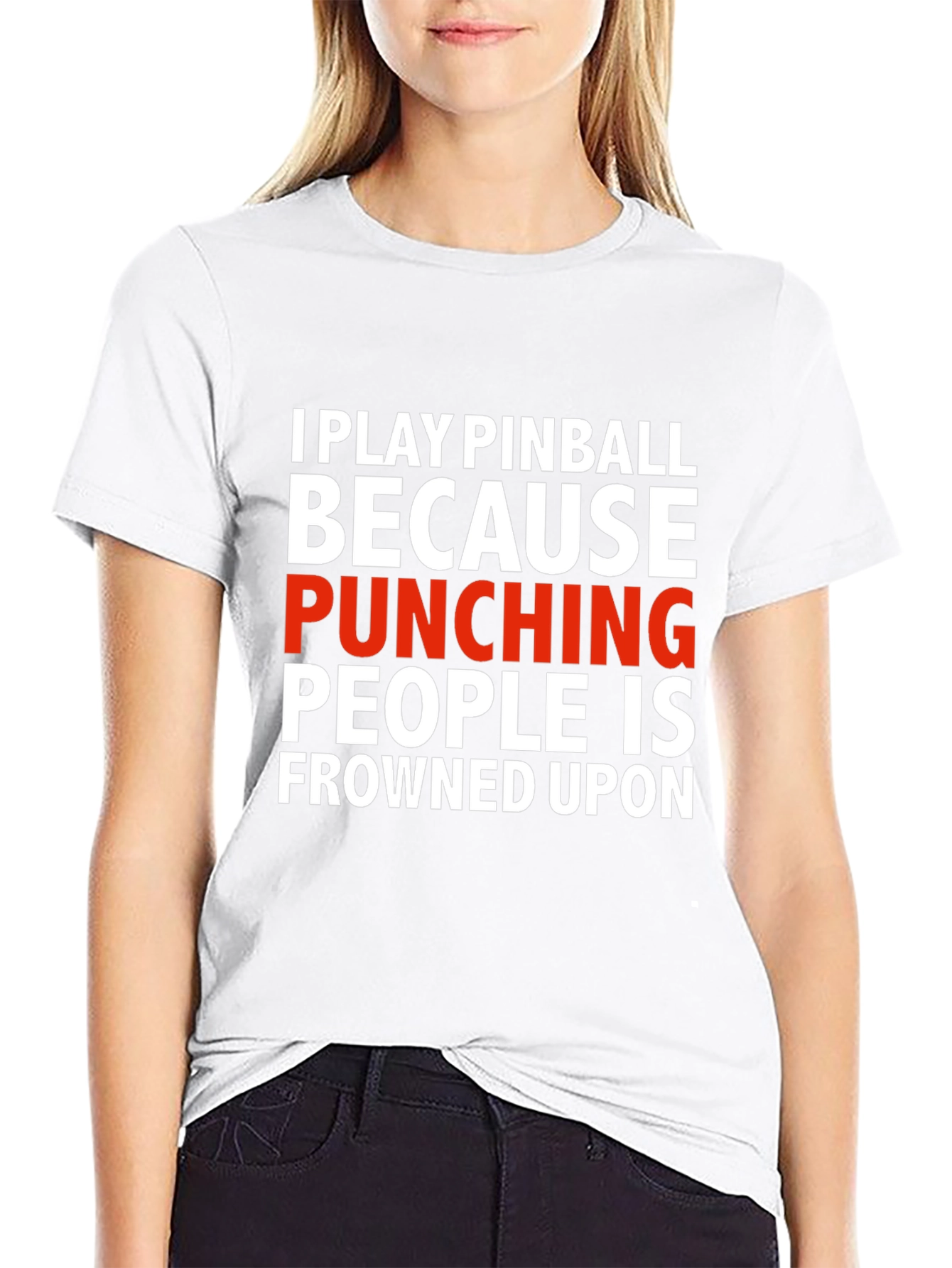 Black Funny Pinball T-Shirt - Punching People Frowned Upon view 9