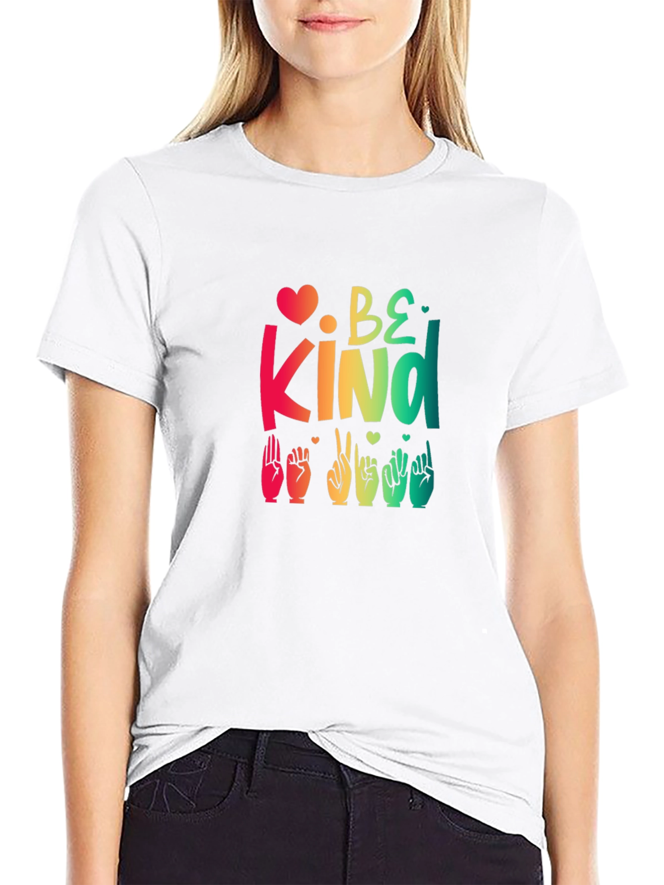 Black Be Kind Sign Language Graphic Tee view 9
