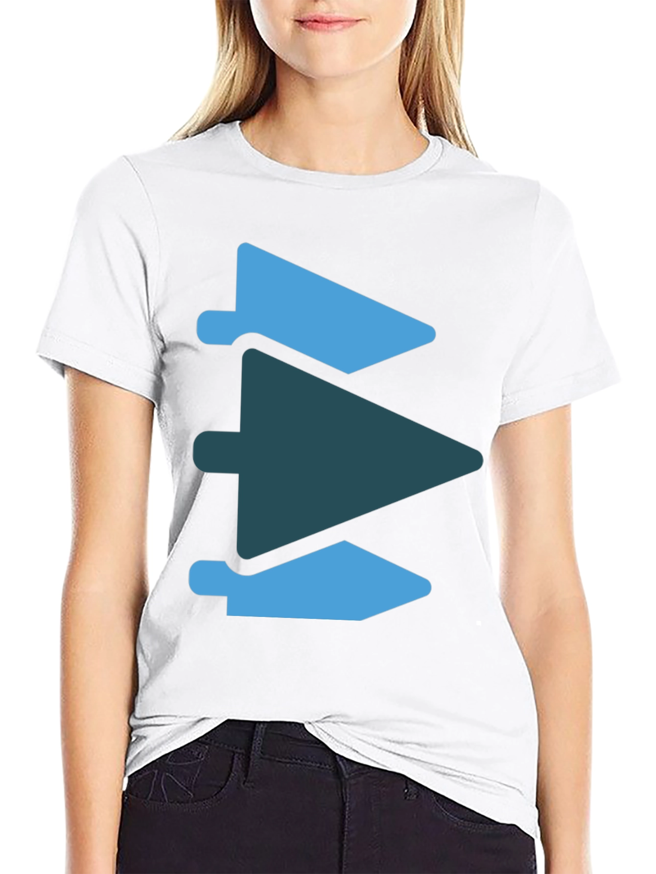 Black Abstract Arrow Graphic Tee - Modern Casual Style view 9