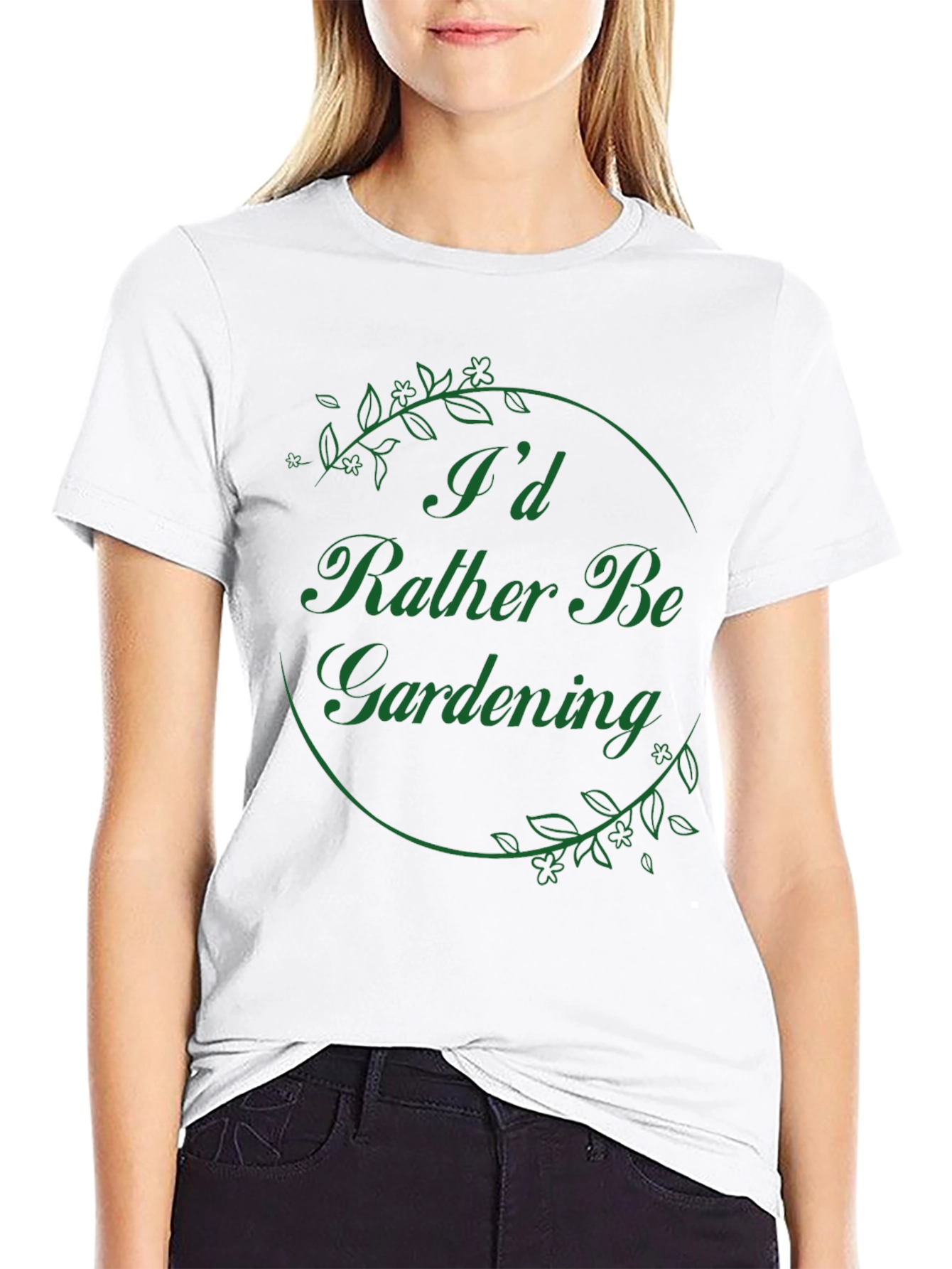 Black Gardening Lover's T-Shirt - I'd Rather Be Gardening view 9