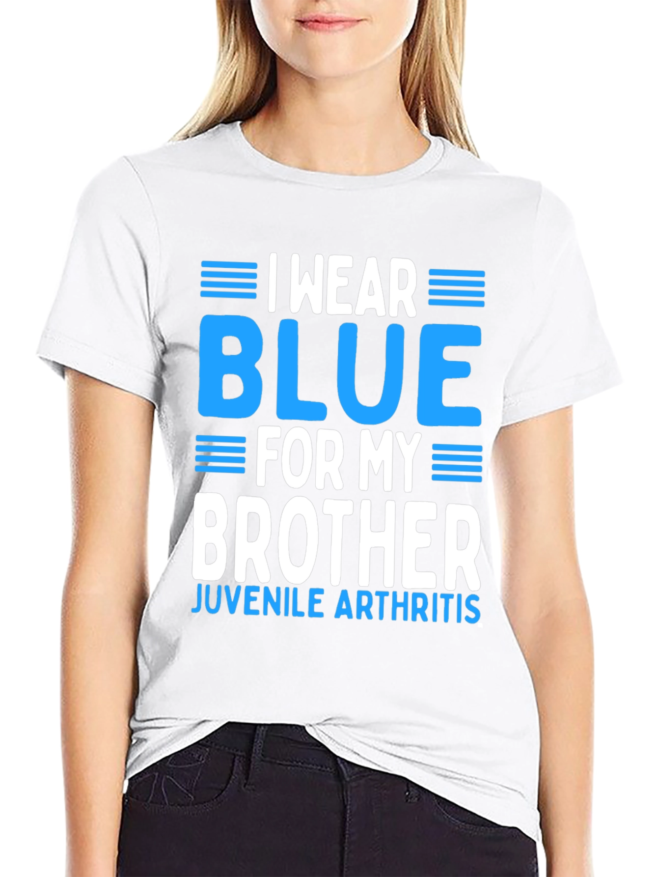 Black I Wear Blue for My Brother Juvenile Arthritis Awareness T-Shirt view 9